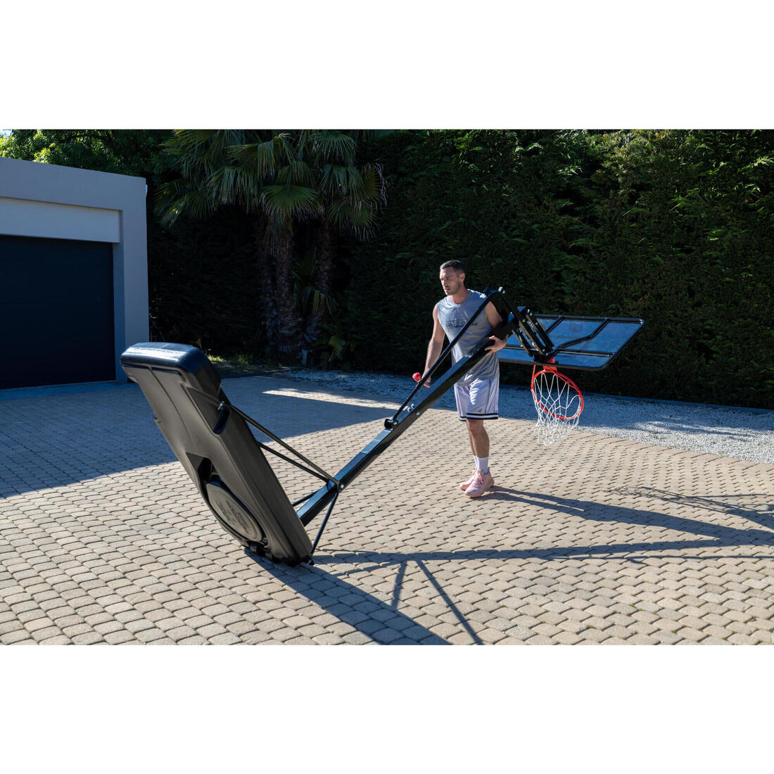 Overhanging Basketball Hoop for Dunking, Height Adjustable 2.40m to 3.05m, B700 - Image 10