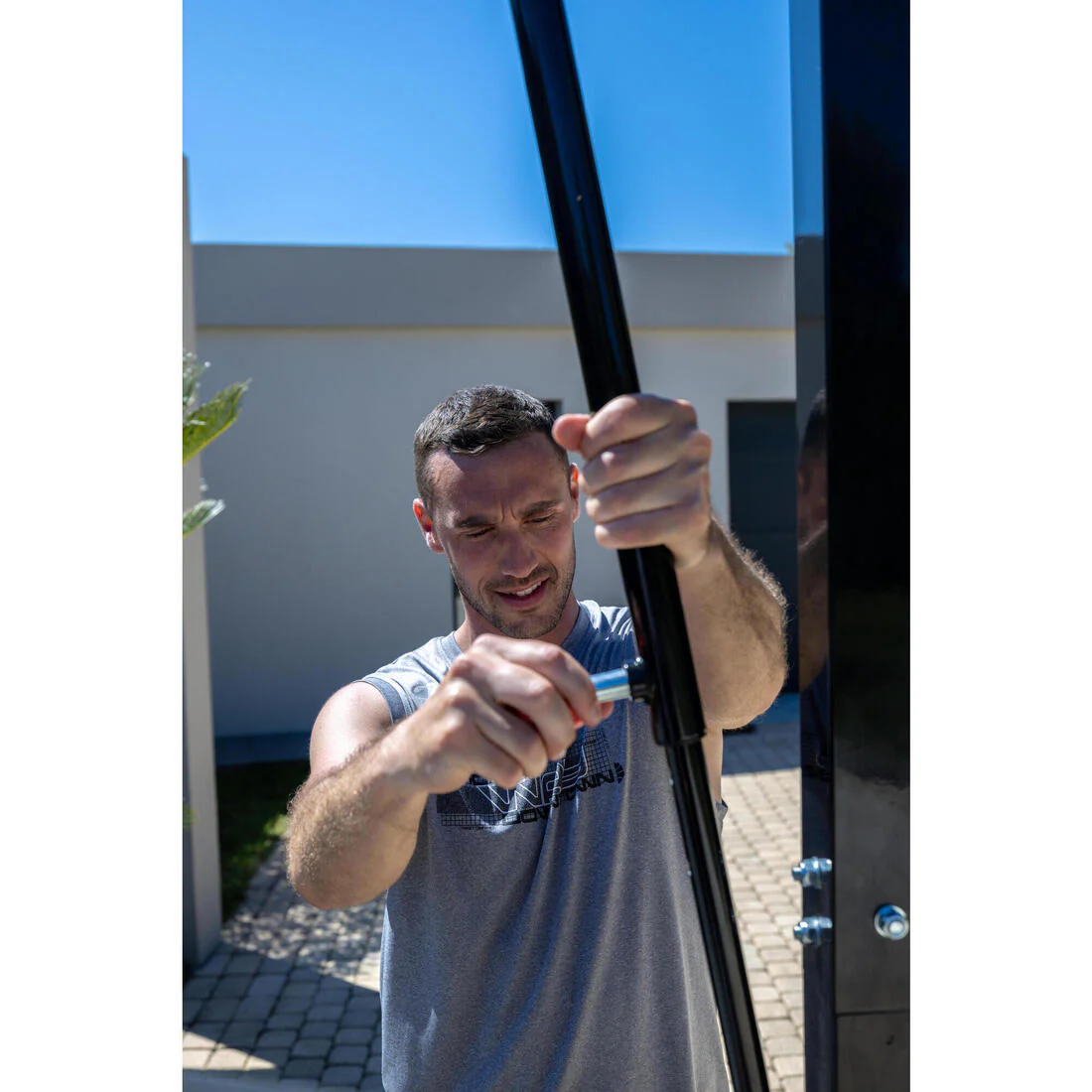 Overhanging Basketball Hoop for Dunking, Height Adjustable 2.40m to 3.05m, B700 - Image 11