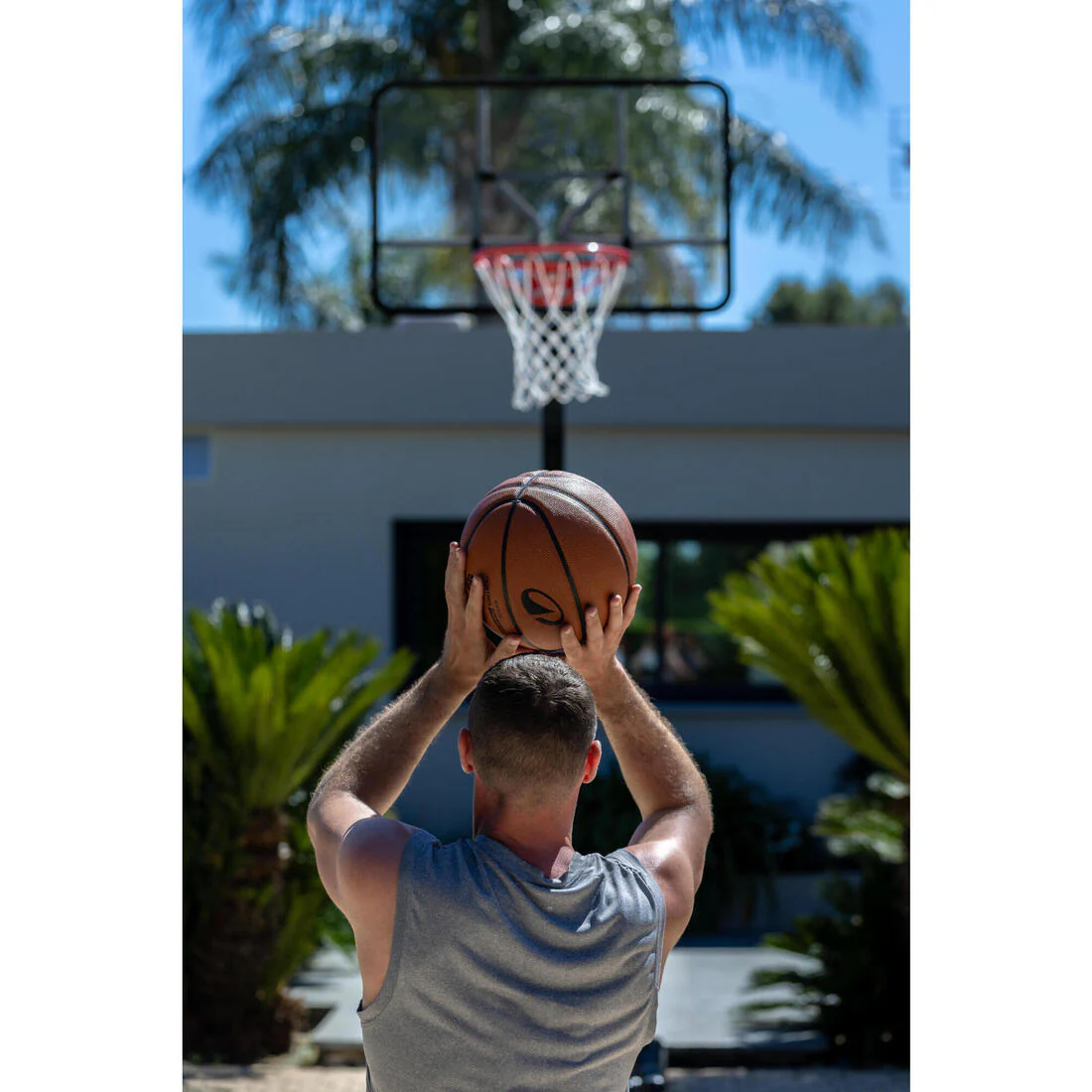 Overhanging Basketball Hoop for Dunking, Height Adjustable 2.40m to 3.05m, B700 - Image 14