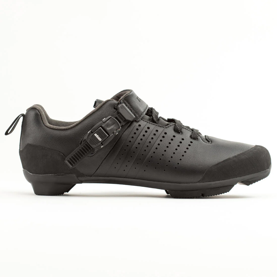 Road and Gravel Cycling Leather Lace-Up SPD Shoes GRVL 520 - Black - Image 3