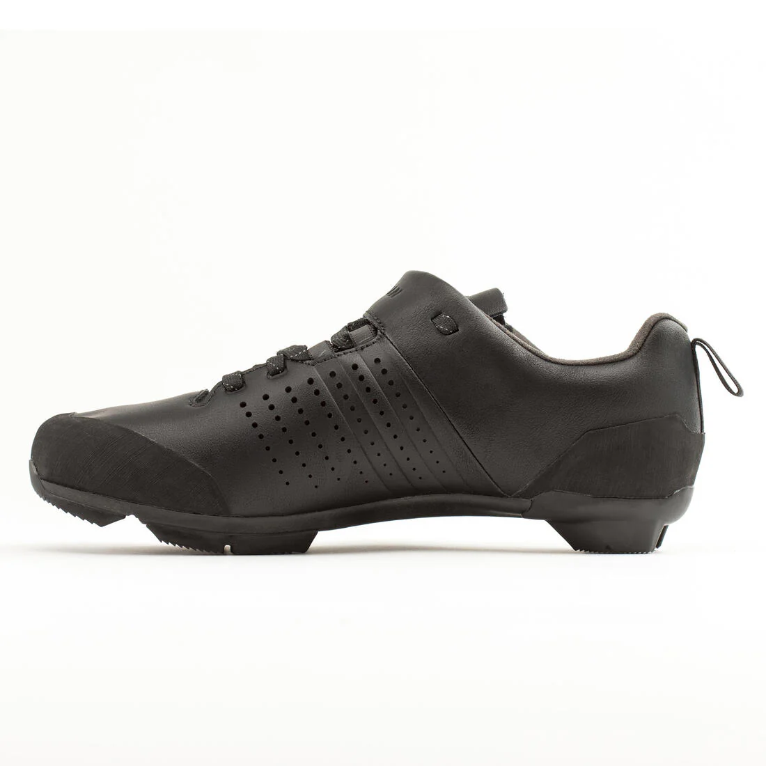 Road and Gravel Cycling Leather Lace-Up SPD Shoes GRVL 520 - Black - Image 4