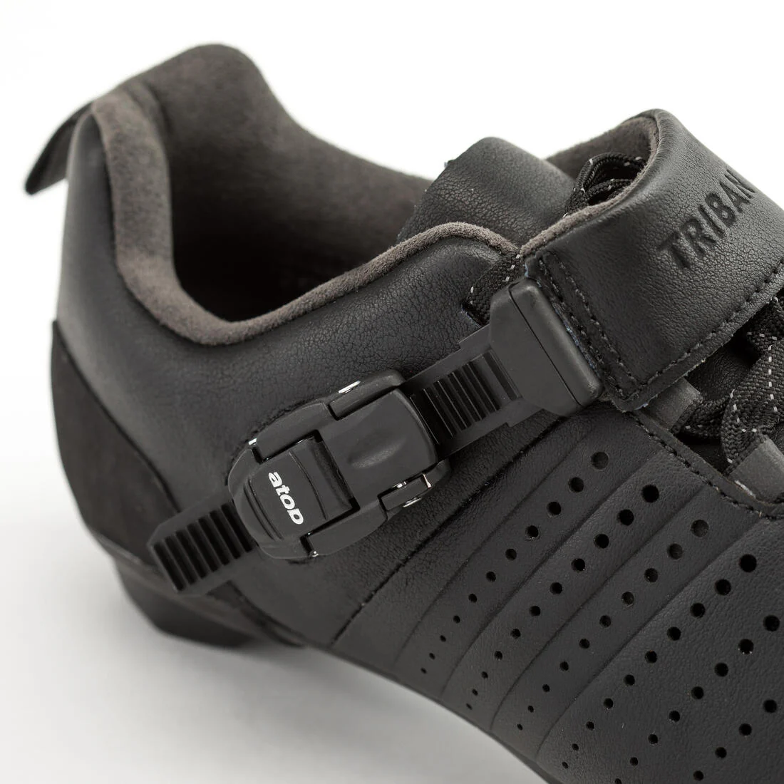 Road and Gravel Cycling Leather Lace-Up SPD Shoes GRVL 520 - Black - Image 6