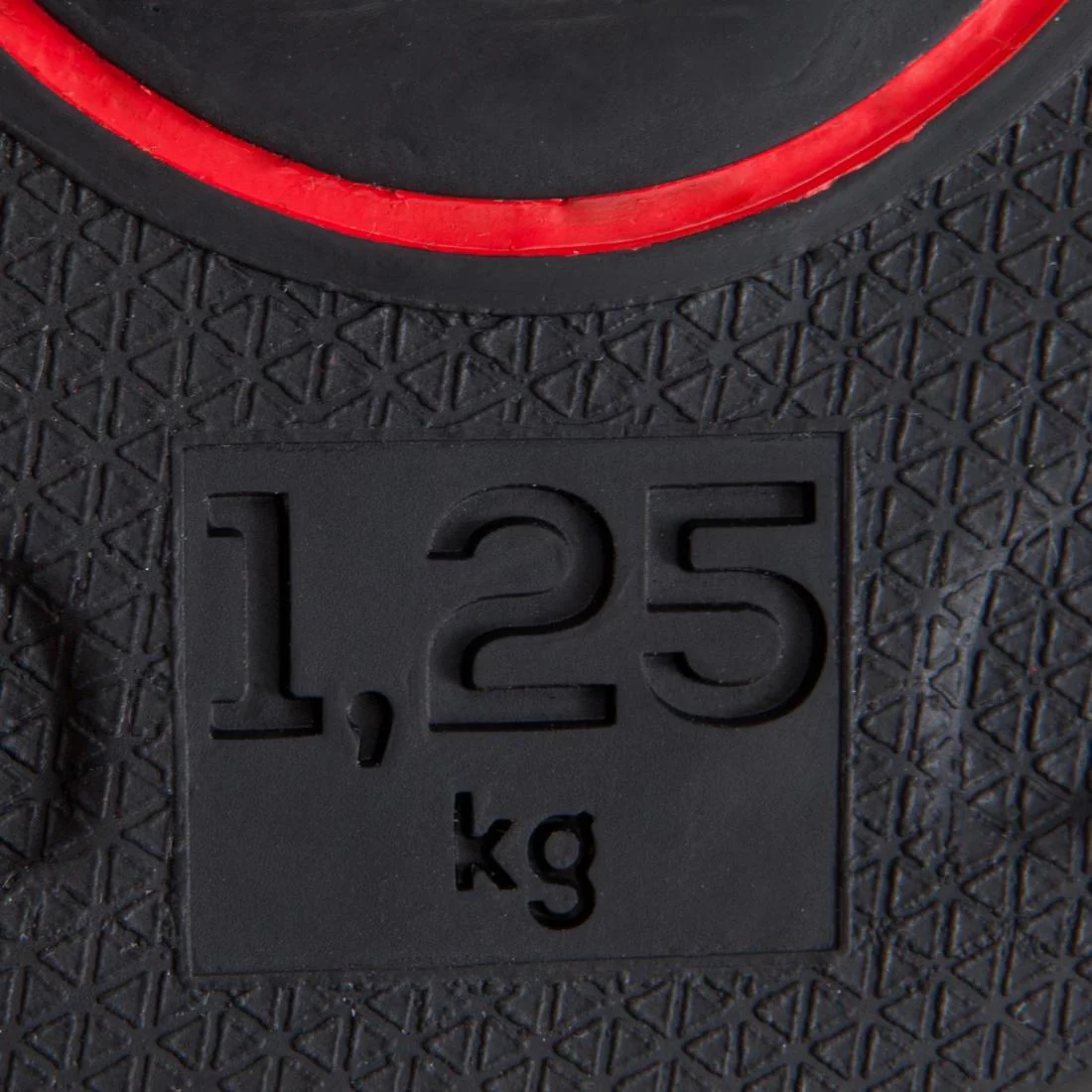 Rubber Disc Weight 1.25 kg, 1 inch / 28mm, Partly Recycled Cast Iron - Image 3