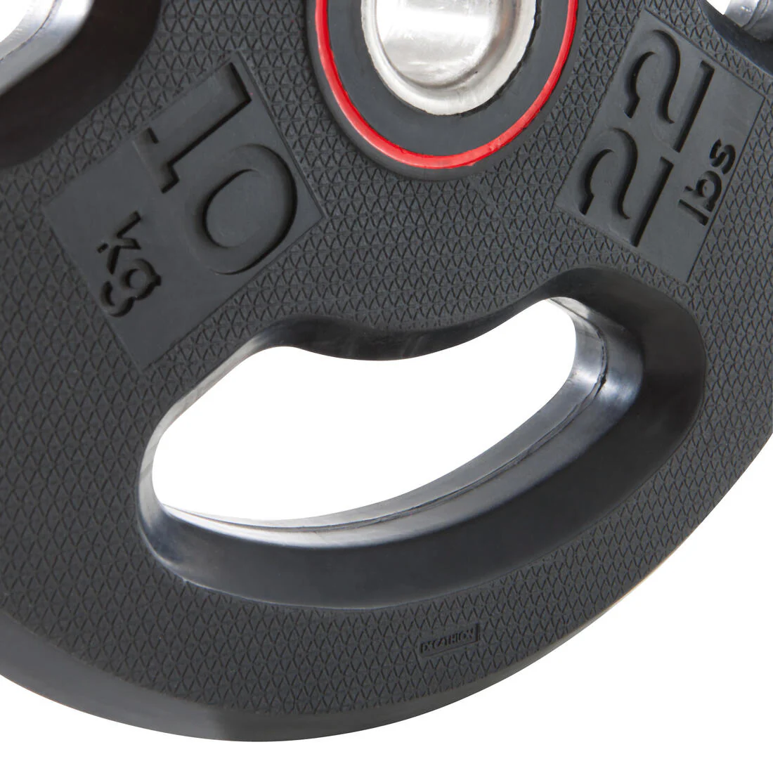 Rubber Disc Weight with Handles 10 kg 1 Inch / 28mm Partly Recycled Cast Iron - Image 7