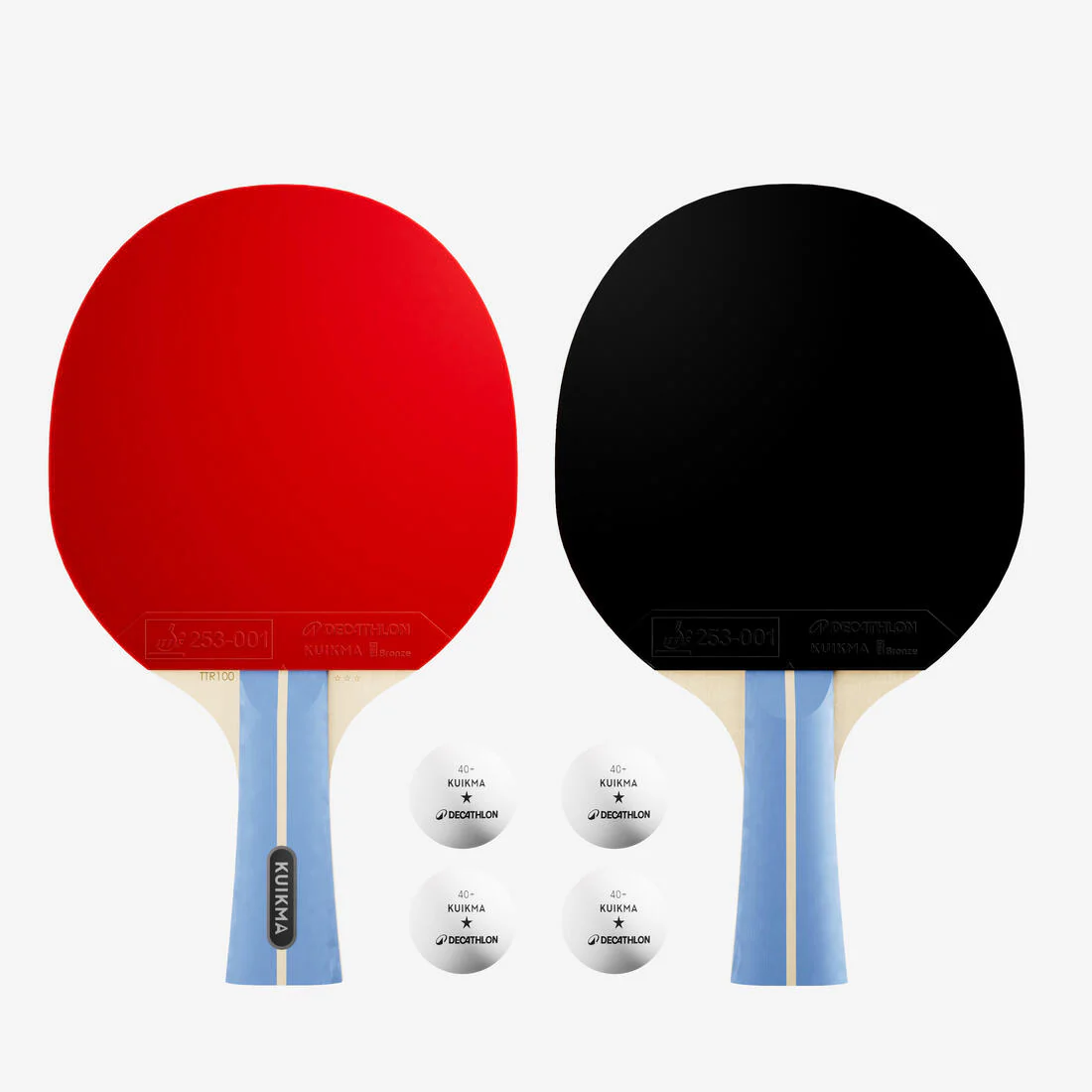 Set of 2 Bats TTR 100 Versatile ITTF School + Balls - Image 2