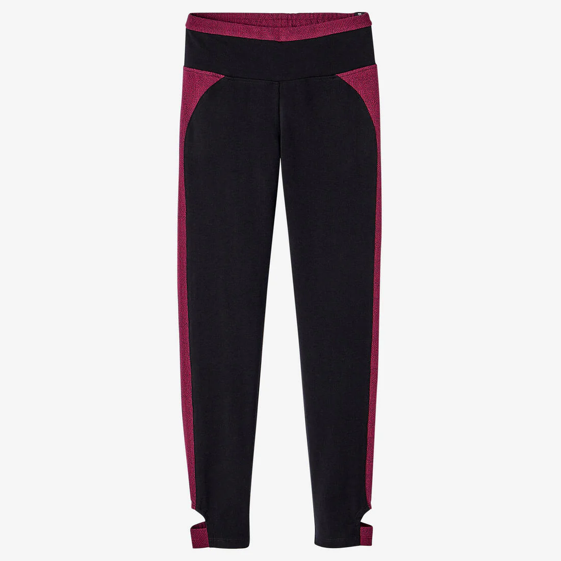 Short Stretchy Cotton Fitness 7/8 Leggings - Black/Burgundy - Image 6