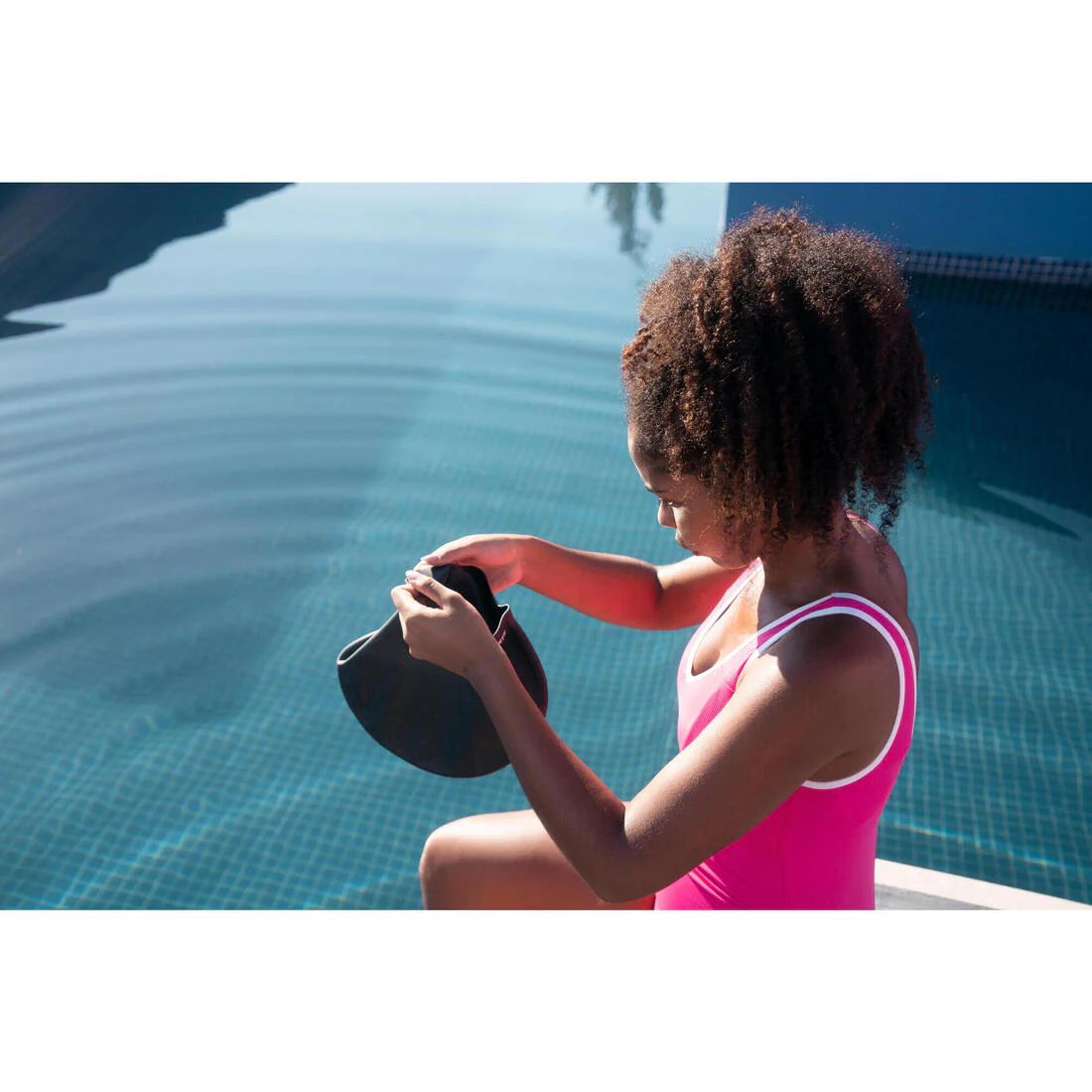 Silicone swimming cap - One size - Thick hair - Black - Image 6