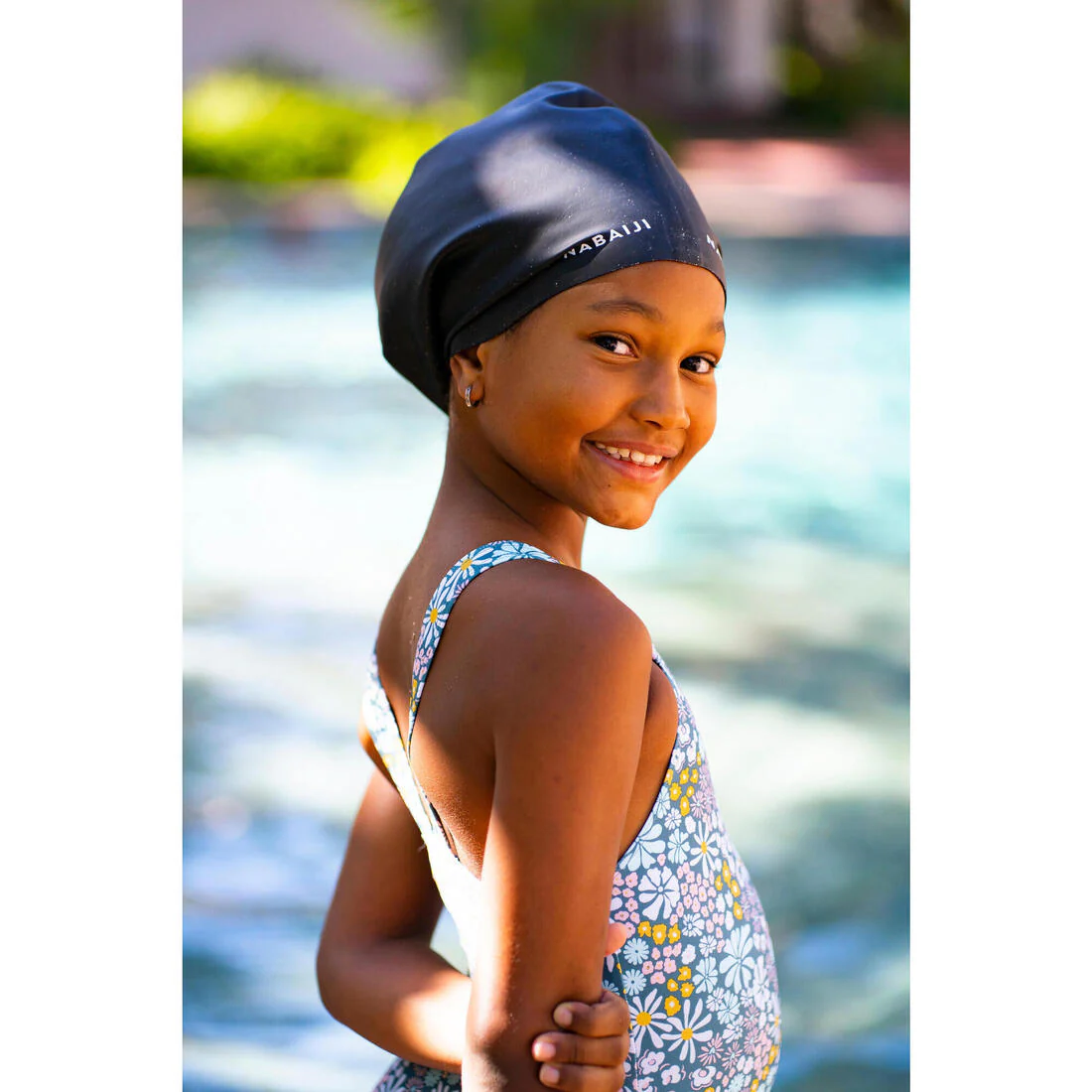 Silicone swimming cap - One size - Thick hair - Black - Image 8