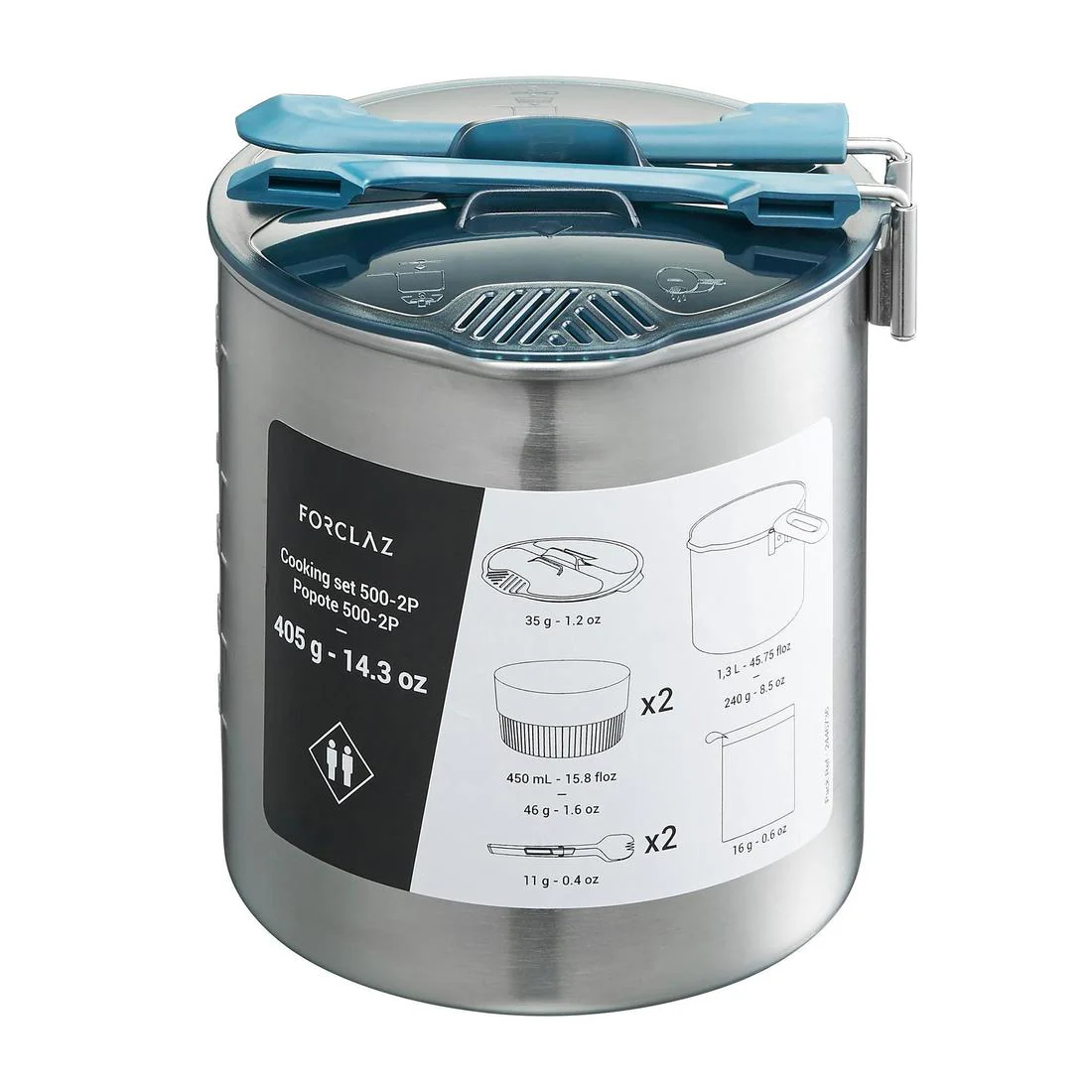 Stainless steel trekking cookset - 2-person - MT500 - Image 11