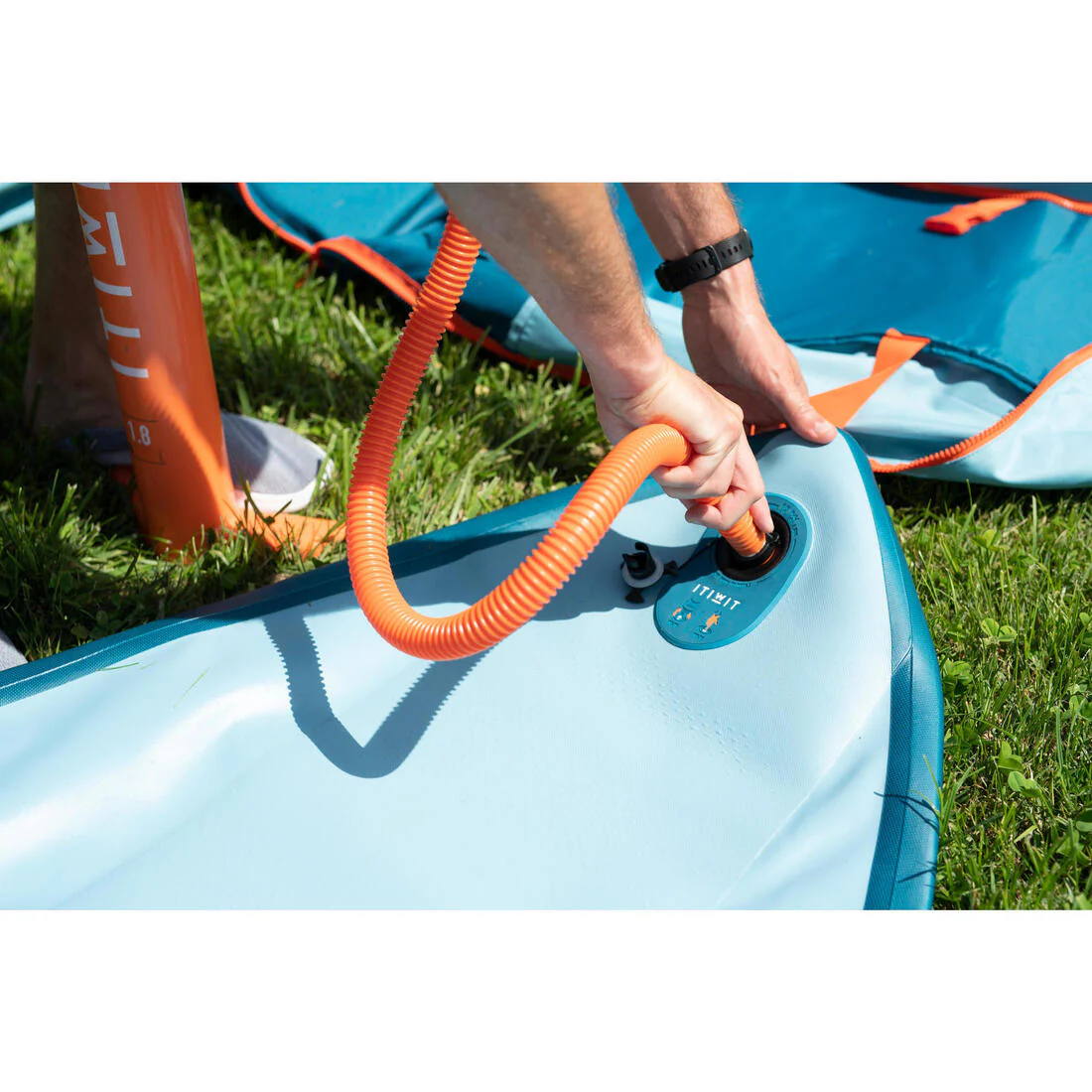 STAND-UP PADDLE DOUBLE-ACTION HIGH-PRESSURE HAND PUMP 20 PSI - ORANGE - Image 6