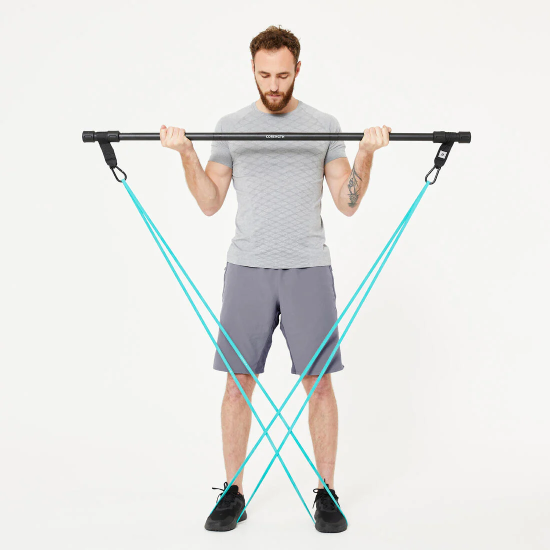 Strength Training Bar with Two 15 kg Bands - Image 6