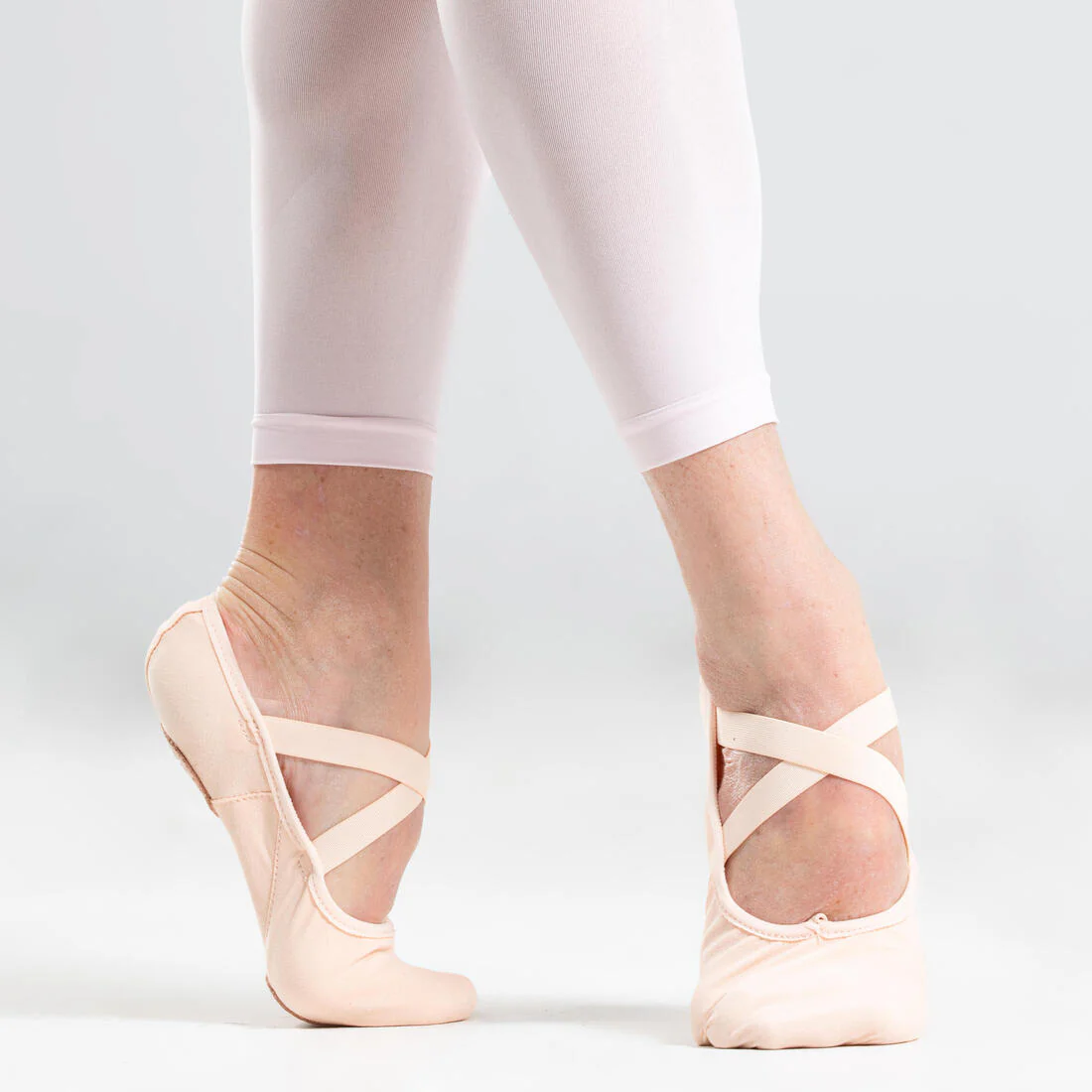 Stretch Canvas Split-Sole Demi-Pointe Ballet Shoes Size 7 to 7.5 - Salmon - Image 5