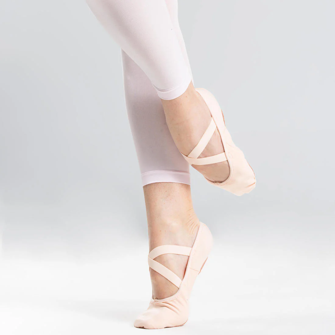 Stretch Canvas Split-Sole Demi-Pointe Ballet Shoes Size 7 to 7.5 - Salmon - Image 7