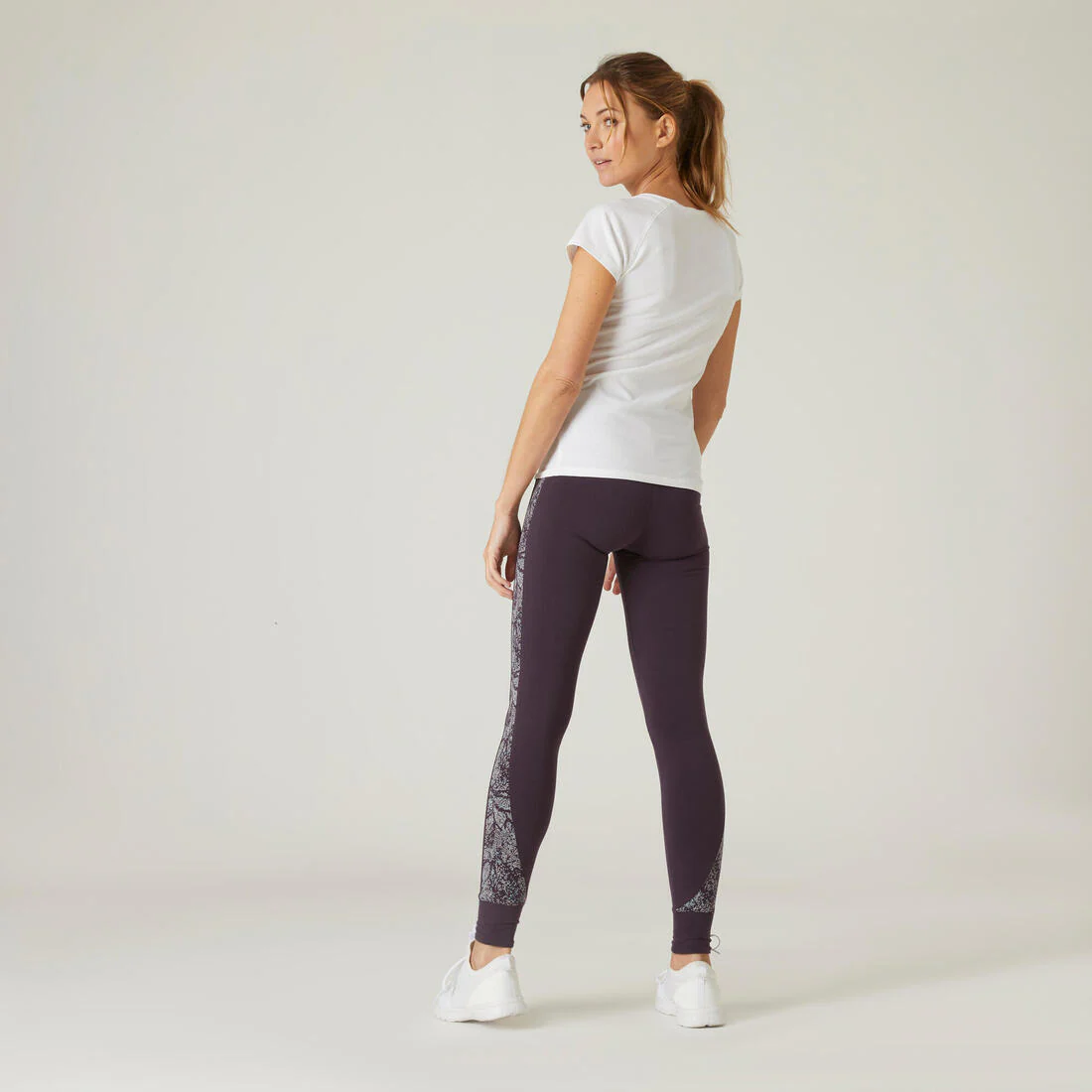 Stretchy High-Waisted Cotton Fitness Leggings Print - Image 3