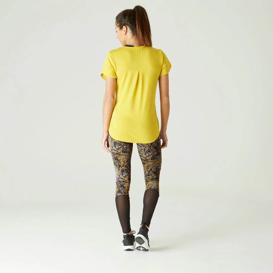 Stretchy High-Waisted Cotton Fitness Leggings with Mesh Print - Image 6