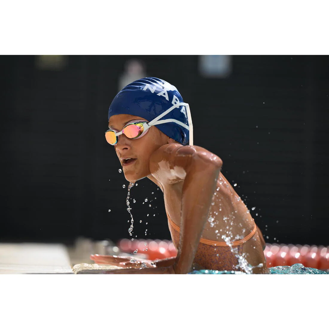 Swimming goggles One Size Fits All - Bfit white mirror lenses pink pearl - Image 21