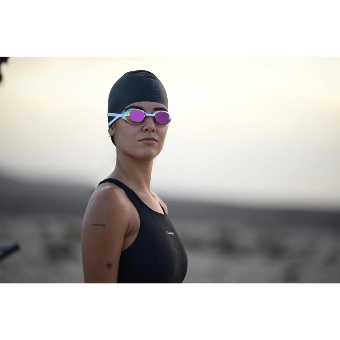 Swimming goggles One Size Fits All - Bfit white mirror lenses pink pearl - Image 23
