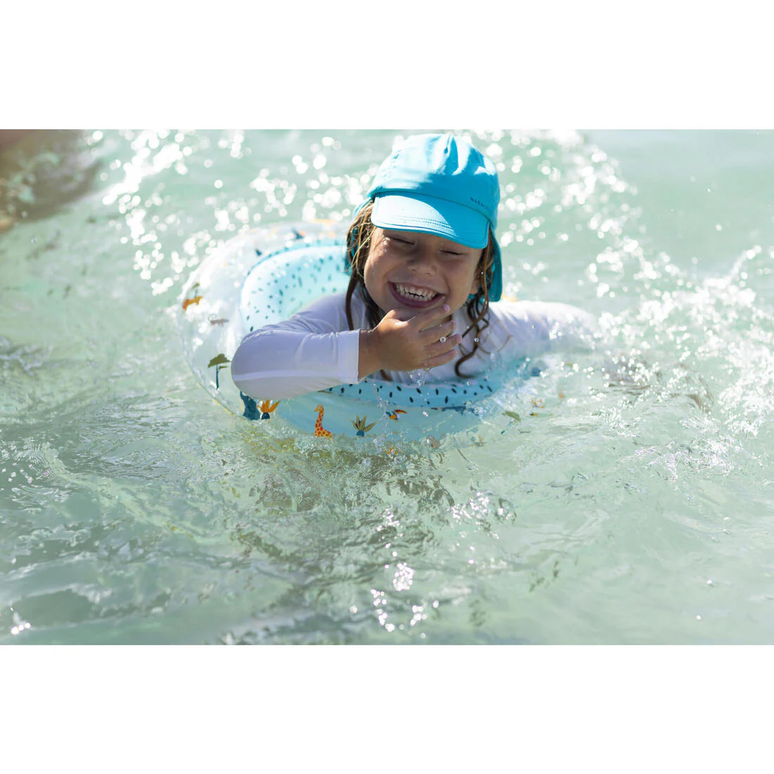 Swimming inflatable 51 cm pool ring for kids aged 3-6 - Green “PANDAS” print - Image 6