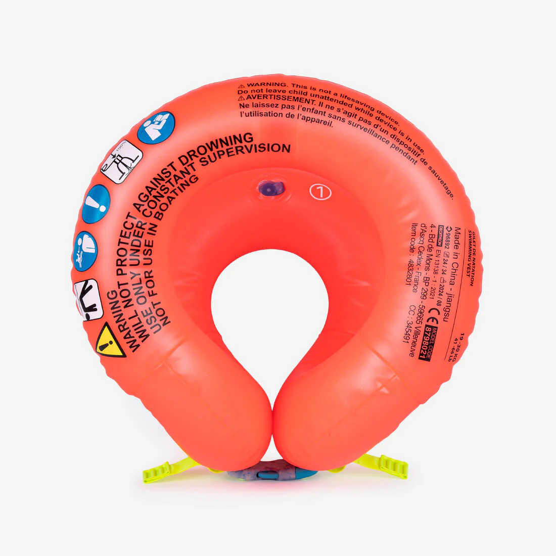 Swimming inflatable life vest for 19-30 kg - orange - Image 7
