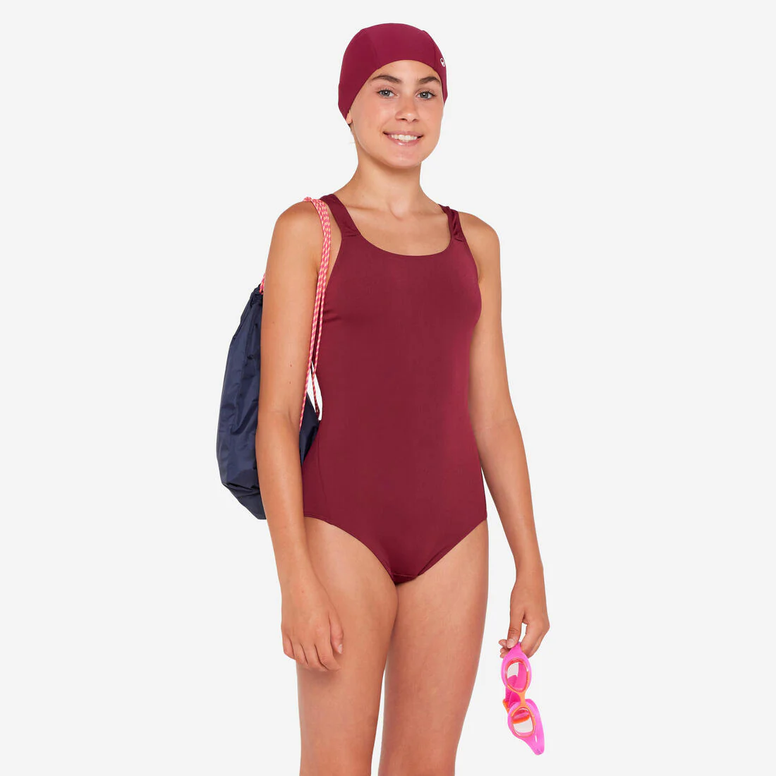 Swimming kit for girls: swimsuit, goggles, cap, bag - 100 Purple - Image 4