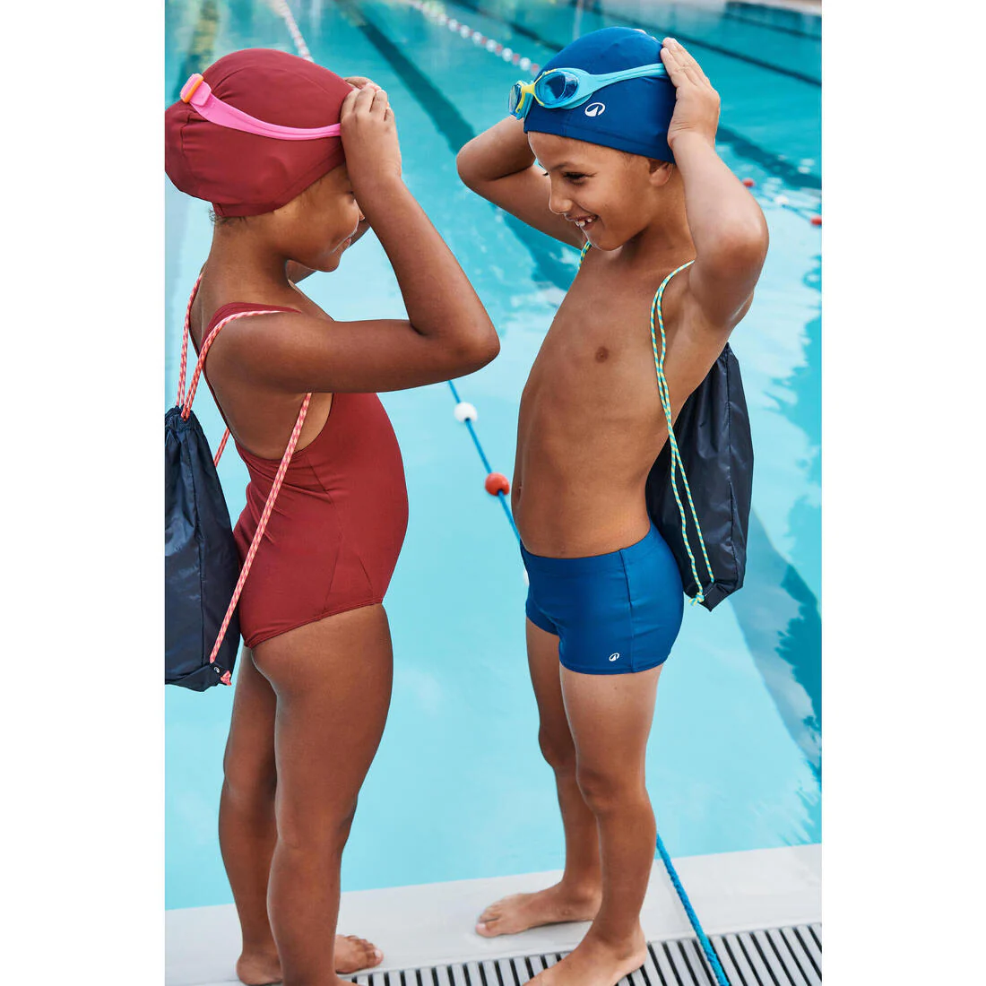 Swimming kit for girls: swimsuit, goggles, cap, bag - 100 Purple - Image 5