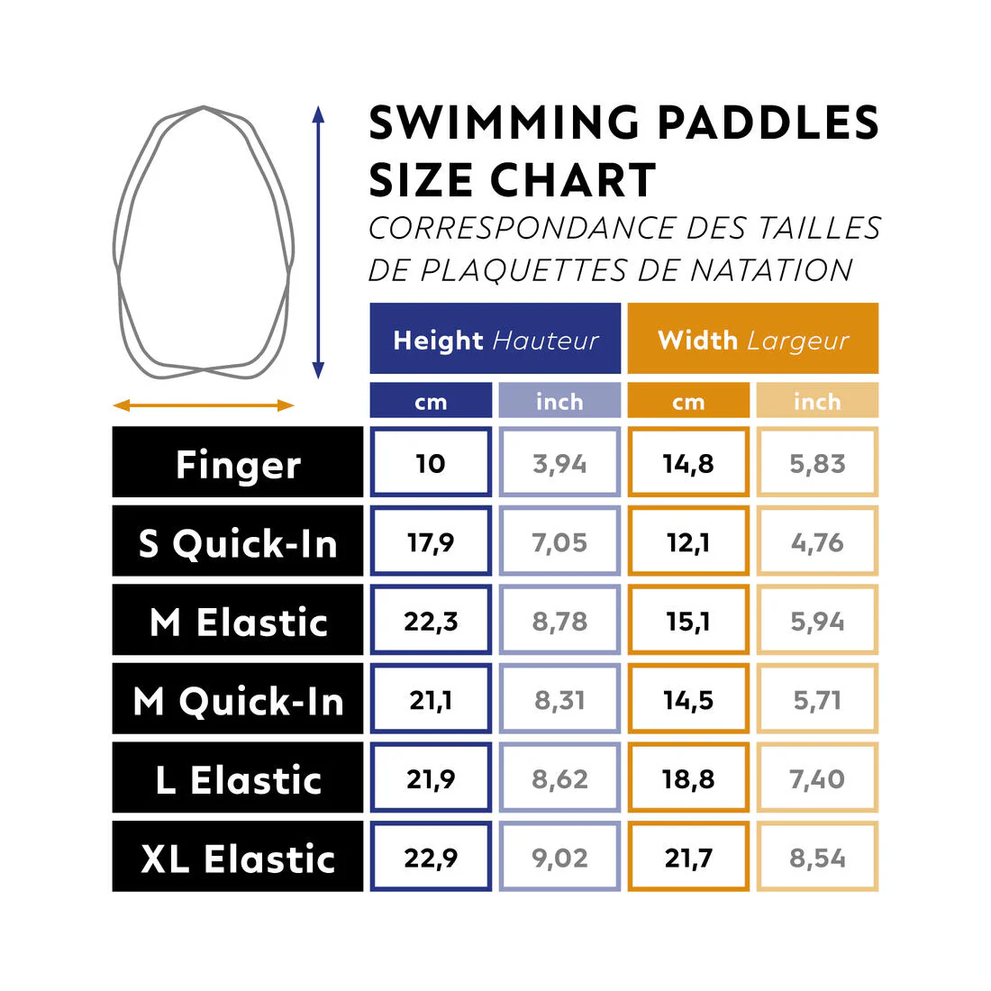 Swimming Paddles Quick-In 500 Size M Blue Yellow - Image 7