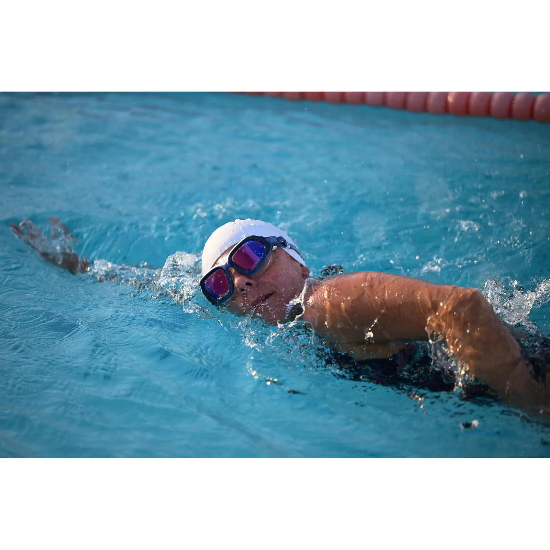 Swimming pool mask ACTIVE - Mirror lenses - Small size - Blue white - Image 7