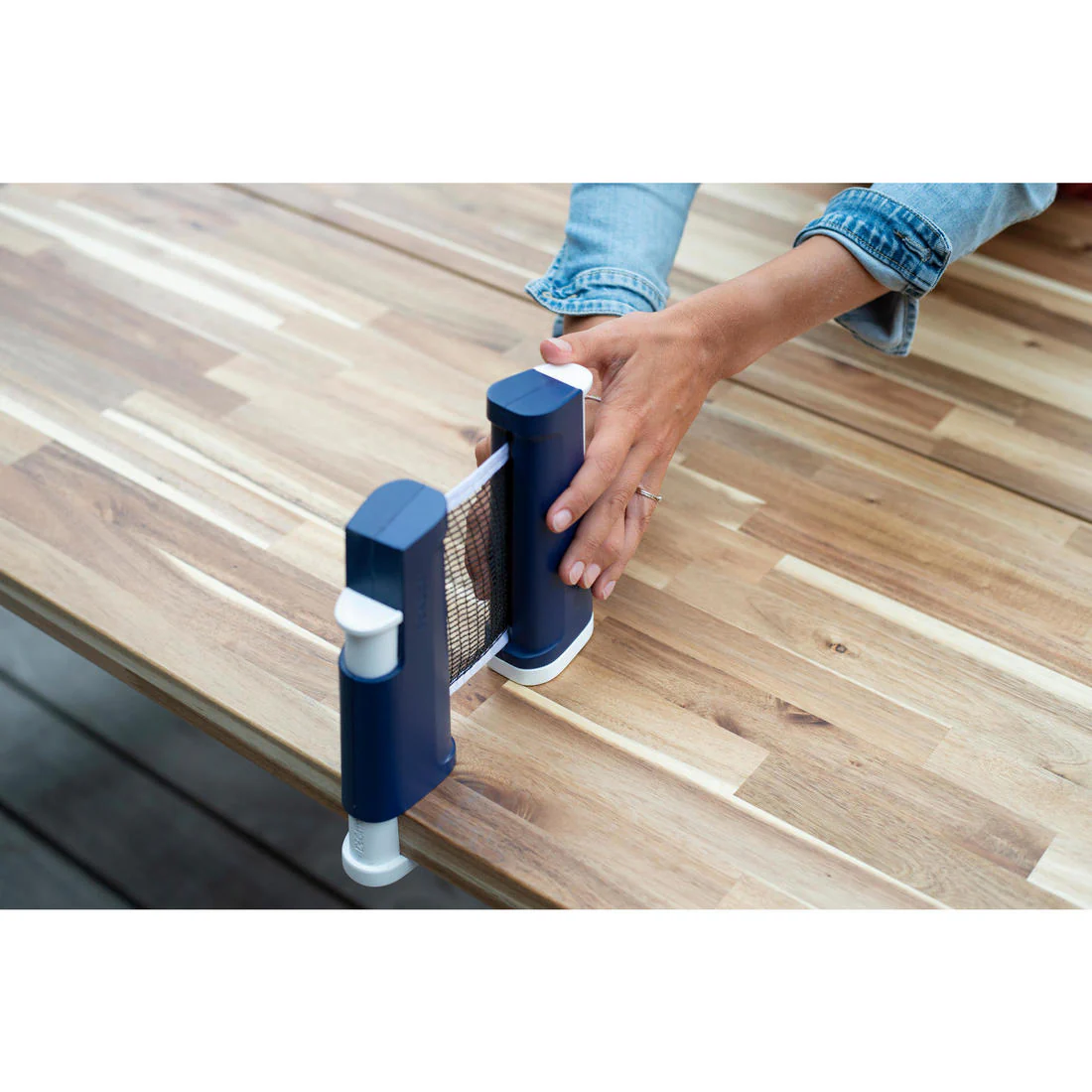 Table Tennis Set with Posts and Adjustable Rollnet - Blue/White - Image 9