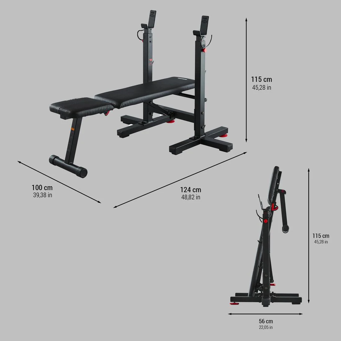 Tiltable Weights Bench with Collapsible Pegs - Bench Press Fold - Image 4