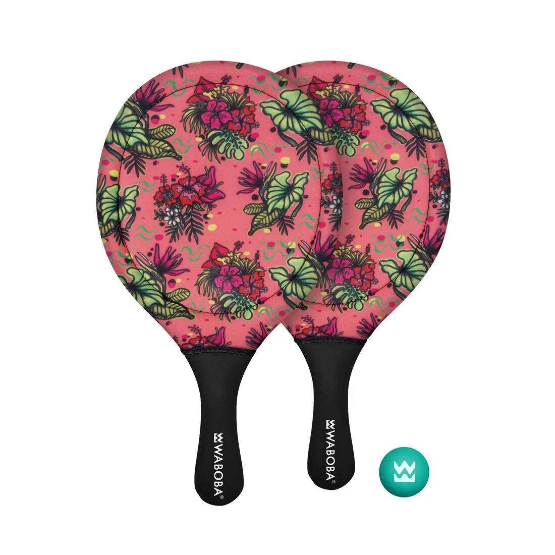 Waboba Tropical Beach Paddle Set - Neoprene Covered PP Frame with PVC Ball