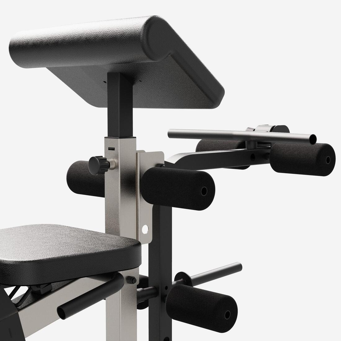 Weight Bench with Barbell Rack and Biceps and Leg Curl Station - Image 2
