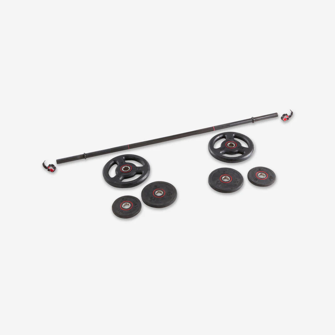 Weight Training 20 kg 1.30 m 28 mm Partly Recycled Cast Iron Bar and Weights Set