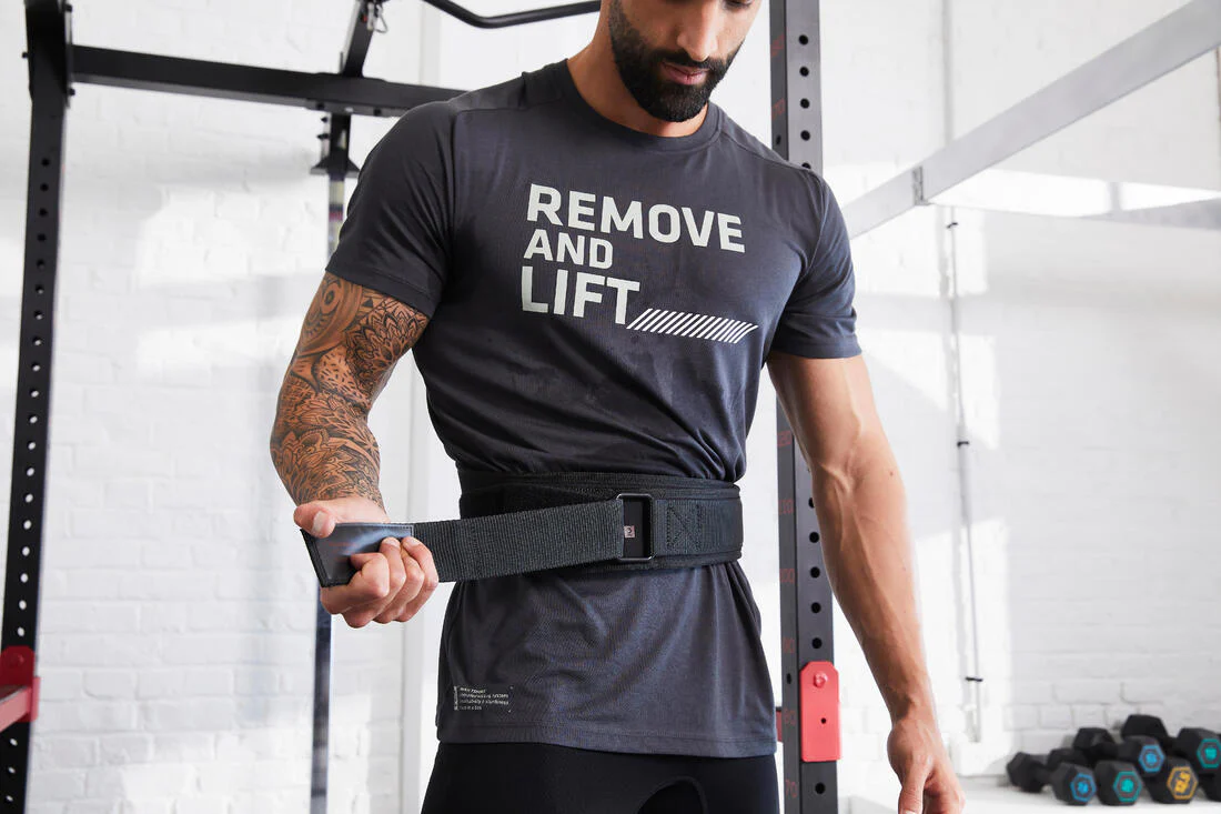 Weight Training Belt with Dual Nylon Closure - Black - Image 6