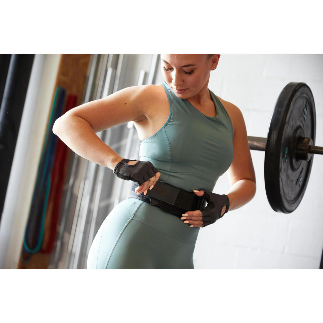 Weight Training Belt with Dual Nylon Closure - Black - Image 8