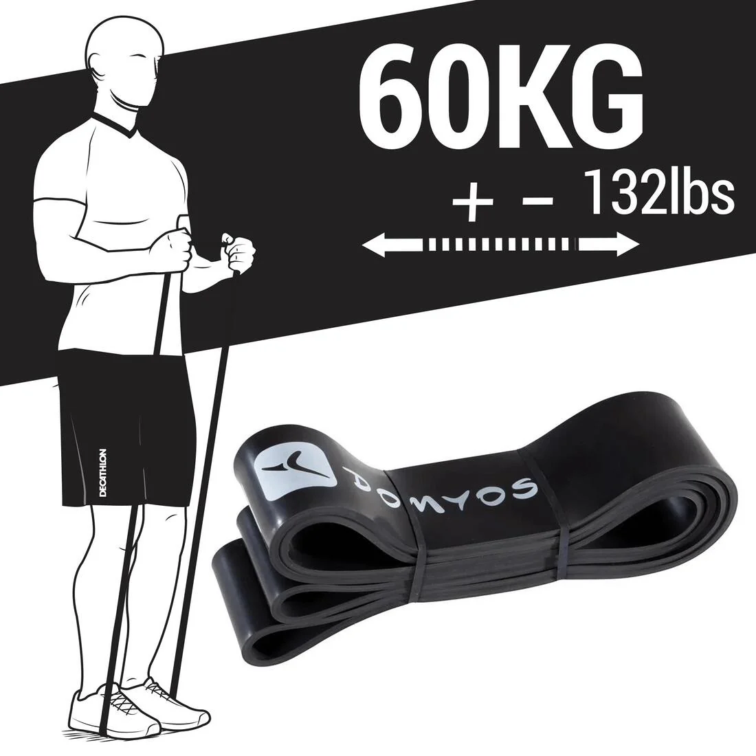 Weight Training Elastic Band 60 kg - Black - Image 3
