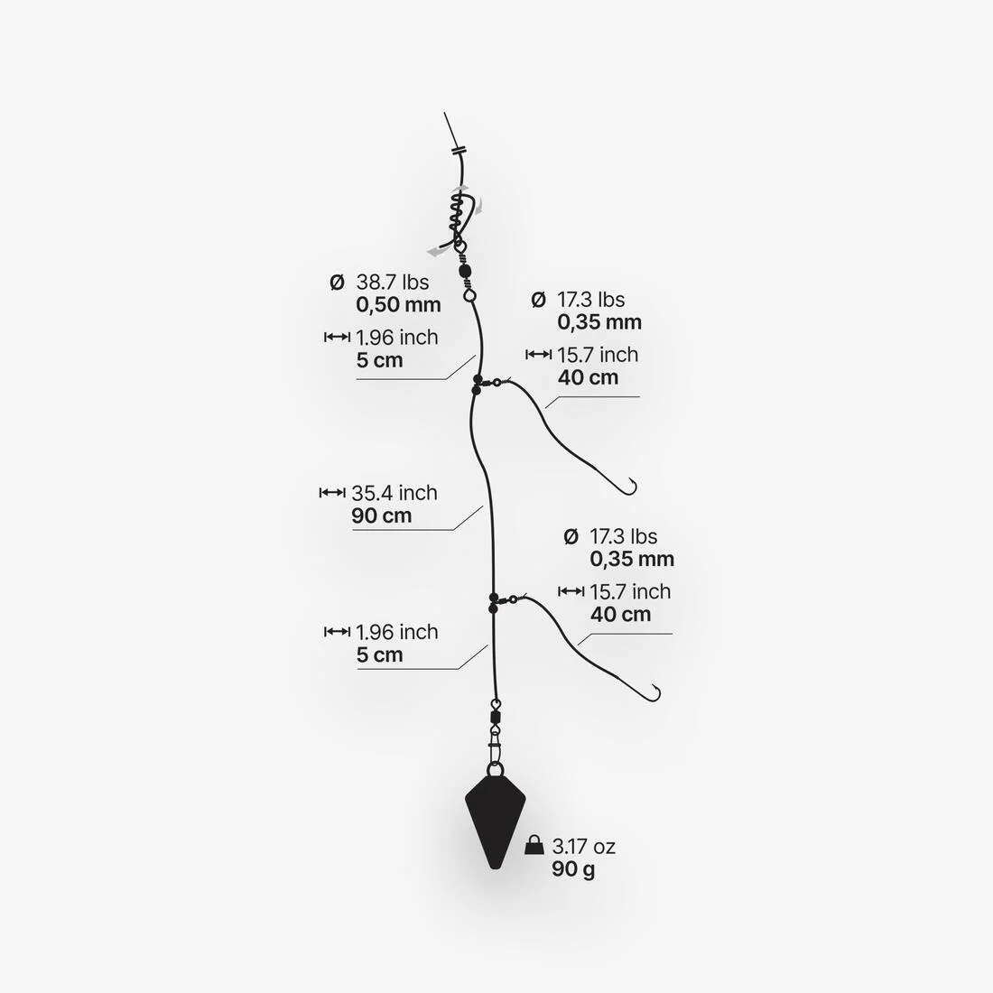 WEIGHTED SURFCASTING RIG 90 g - Image 3