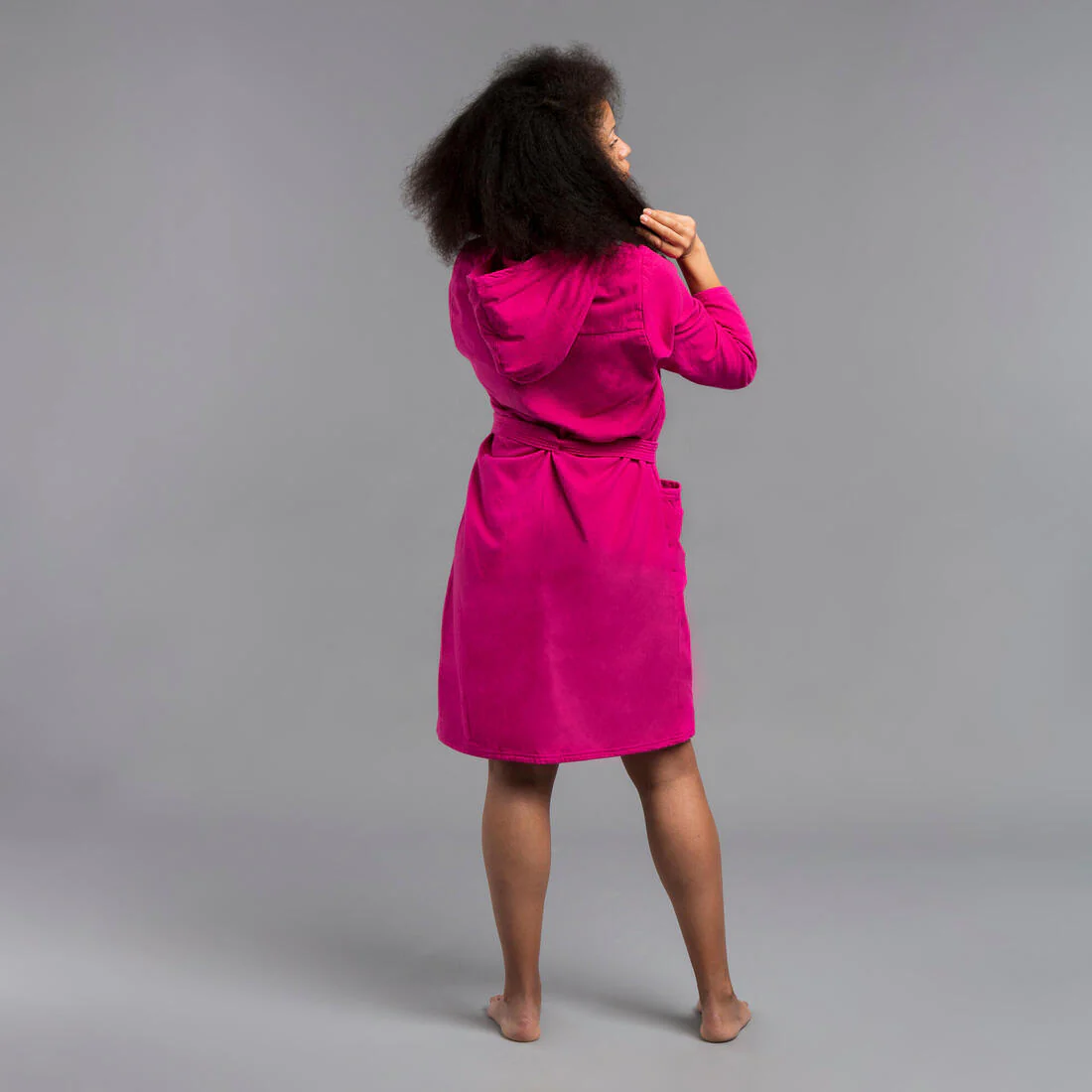 Women’s compact pink cotton hooded bathrobe - Image 3