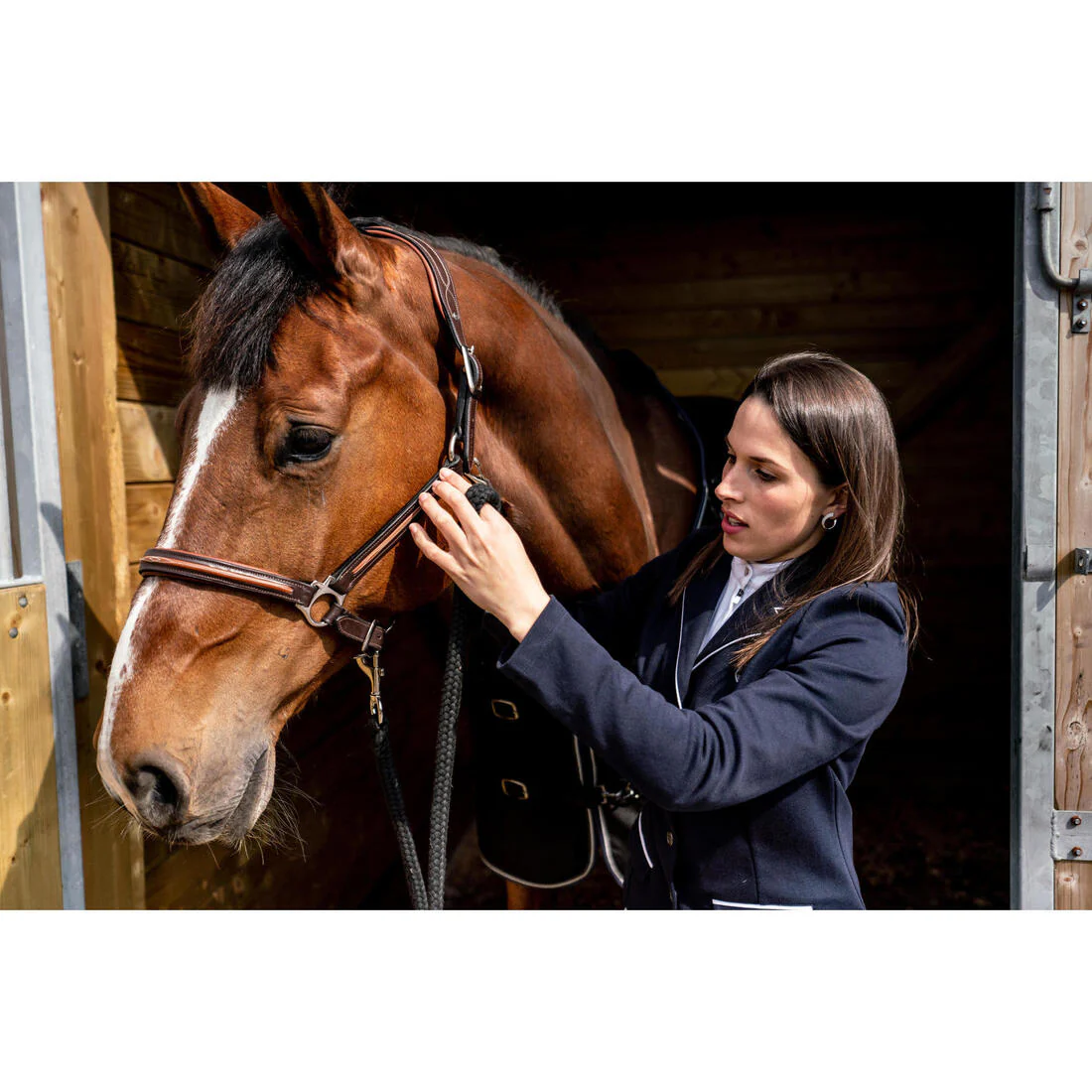 Women's Competition Horse Riding Jacket 100 - Navy - Image 19