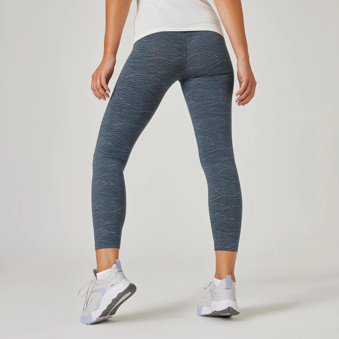 Women's Fitness 7/8 Leggings Fit+ 500 - Blue Print - Image 2