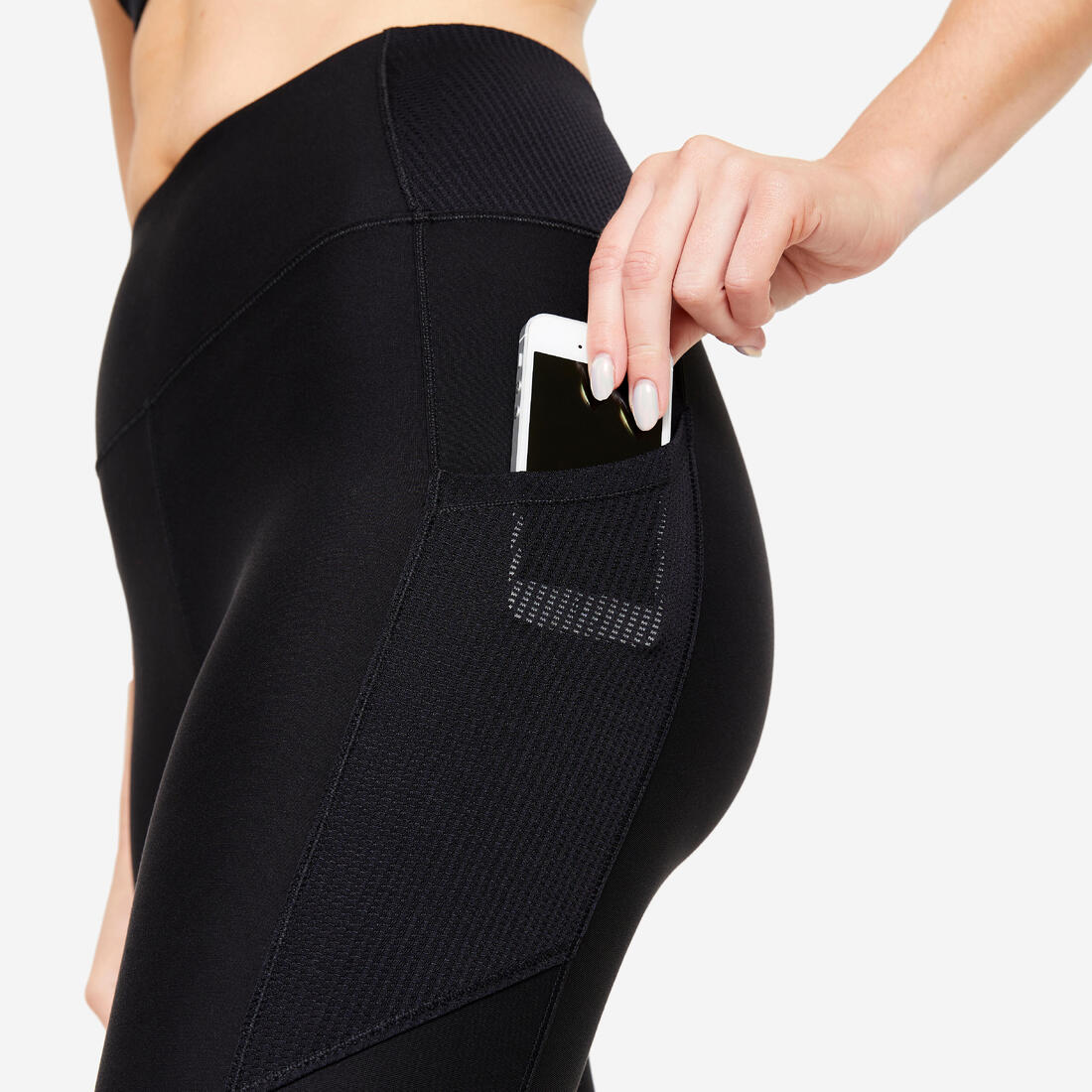 Women's Fitness Cardio Short Leggings with Phone Pocket - Black - Image 3