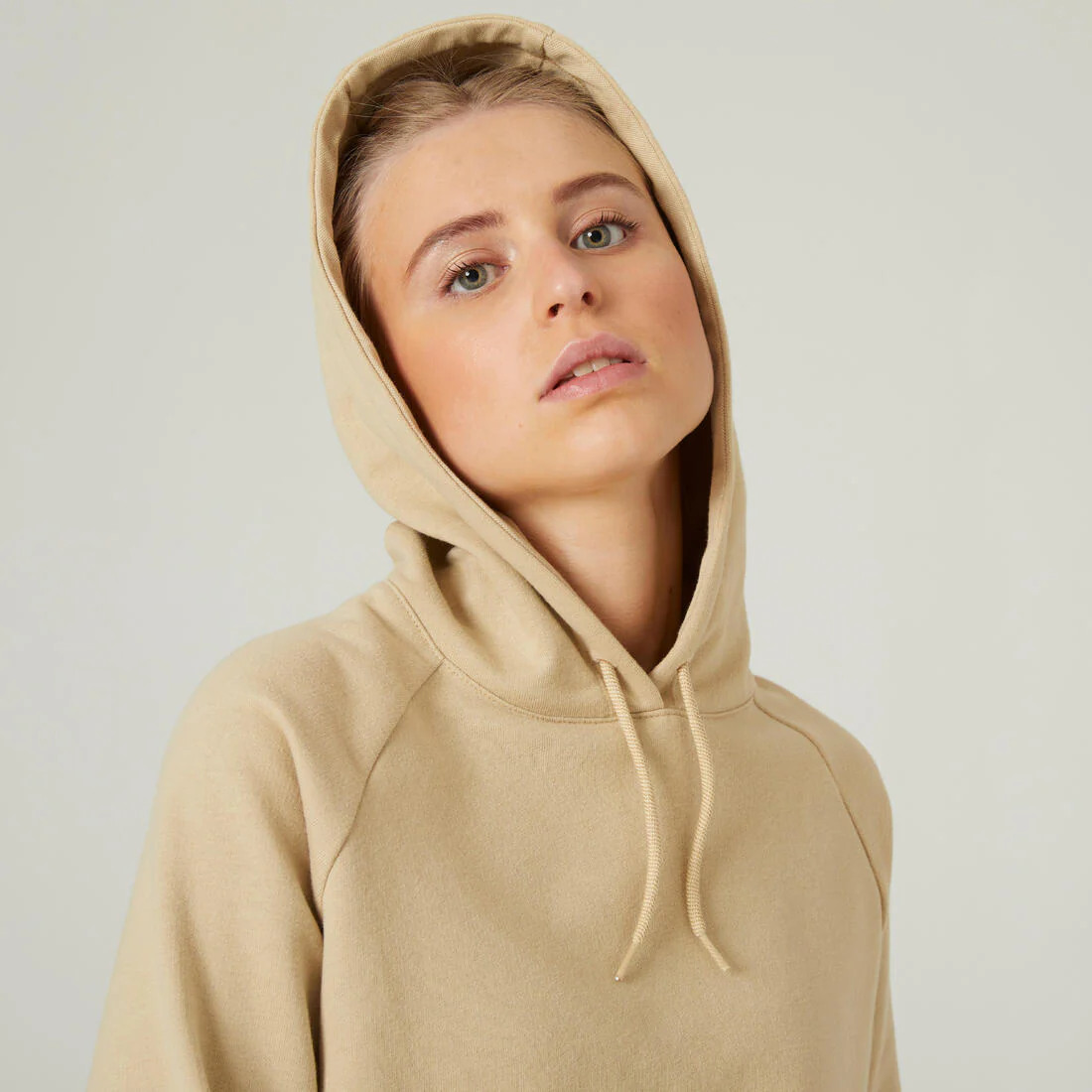 Women's Fitness Cropped Hoodie 520 - Beige - Image 4