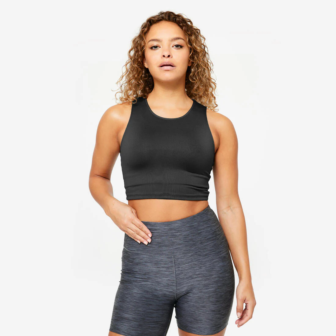 Women's Fitness Cropped Tank Top - Black