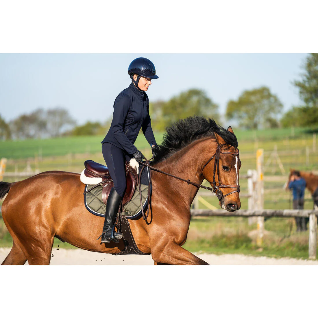 Women's Horse Riding Grippy Suede Patch Jodhpurs 500 - Navy - Image 10
