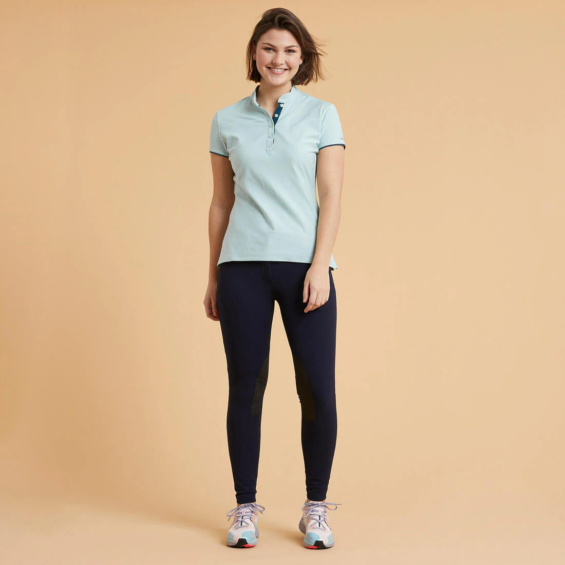 Women's Horse Riding Grippy Suede Patch Jodhpurs 500 - Navy - Image 2