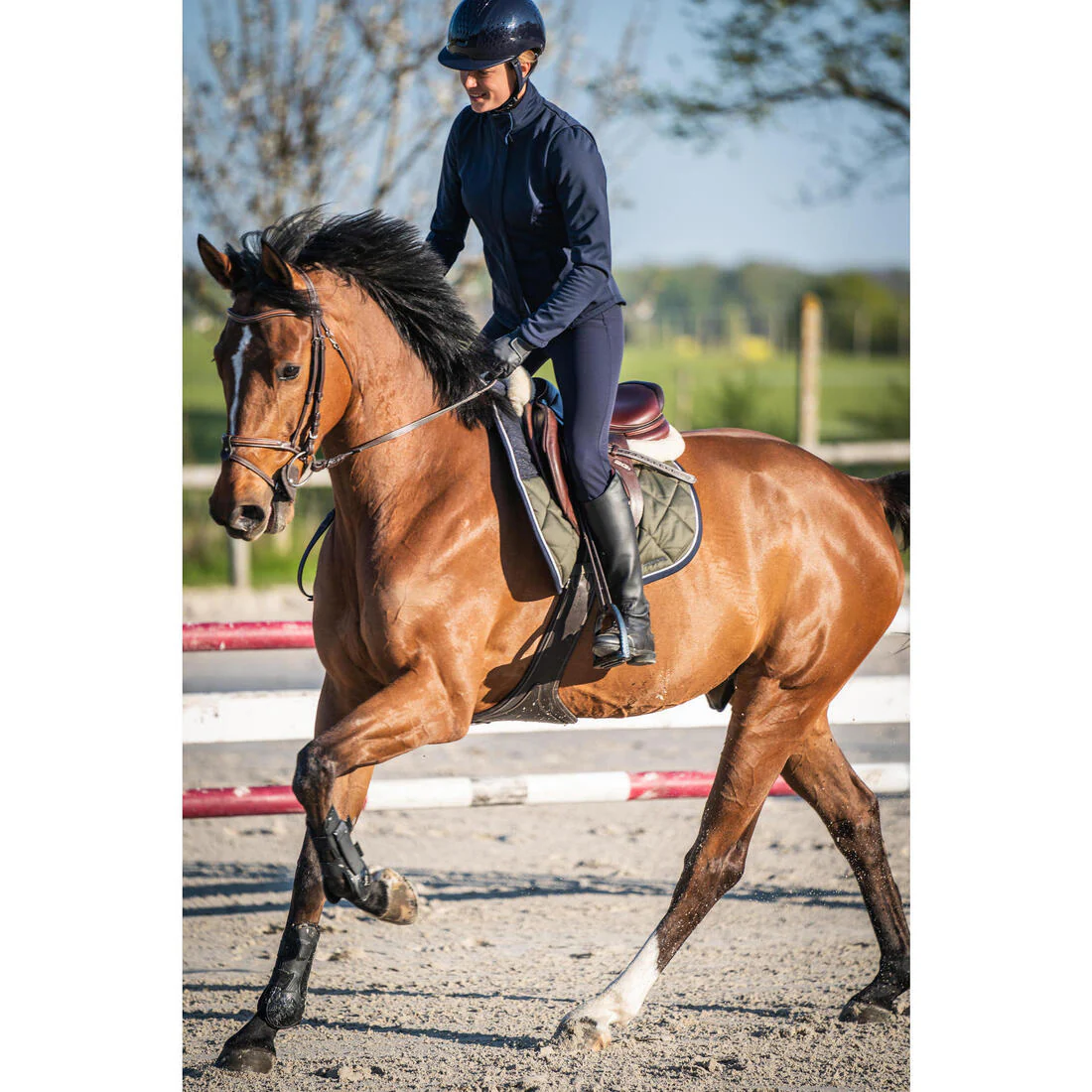Women's Horse Riding Grippy Suede Patch Jodhpurs 500 - Navy - Image 9