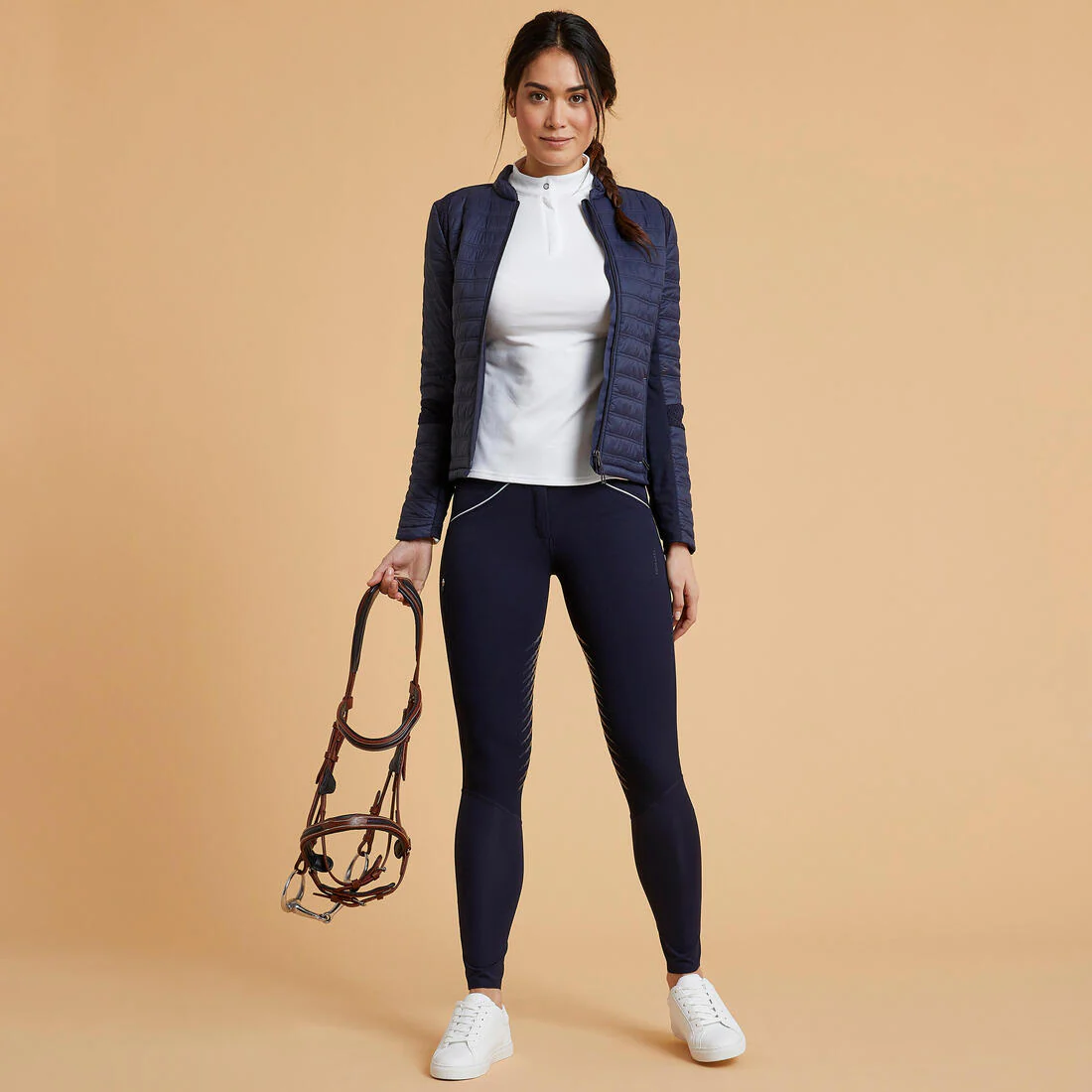 Women's Horse Riding Jodhpurs Classic Grip 900 - Navy - Image 2