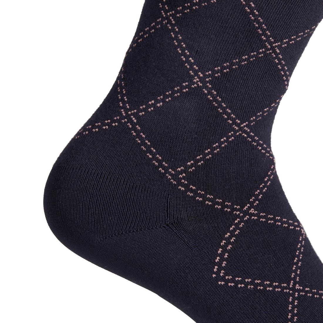 Women's Horse Riding Light Socks 500 - Navy Blue/Pale - Image 4