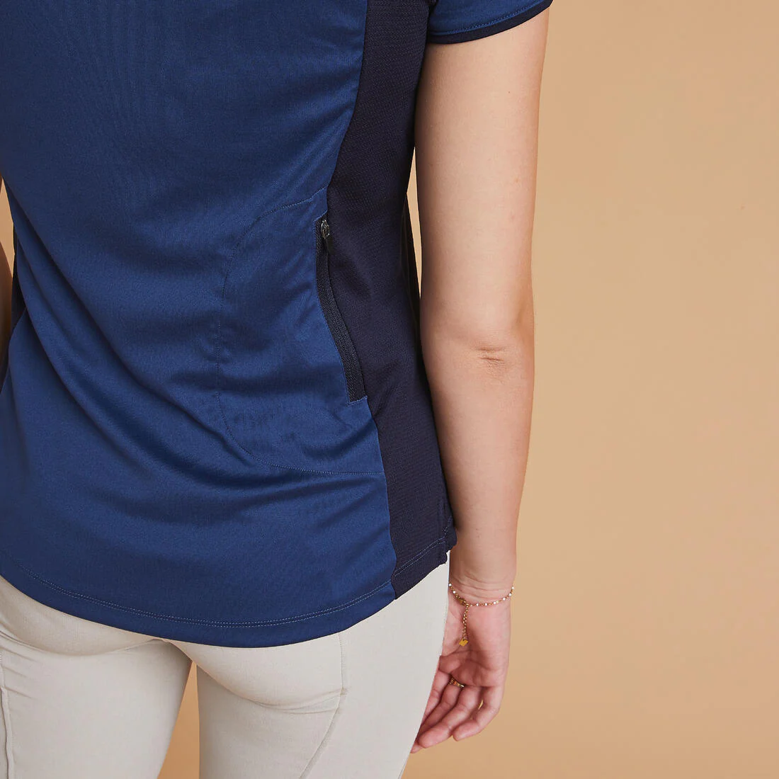 Women's Horse Riding Short-Sleeved Mesh Polo Shirt 500 - Slate Blue - Image 5