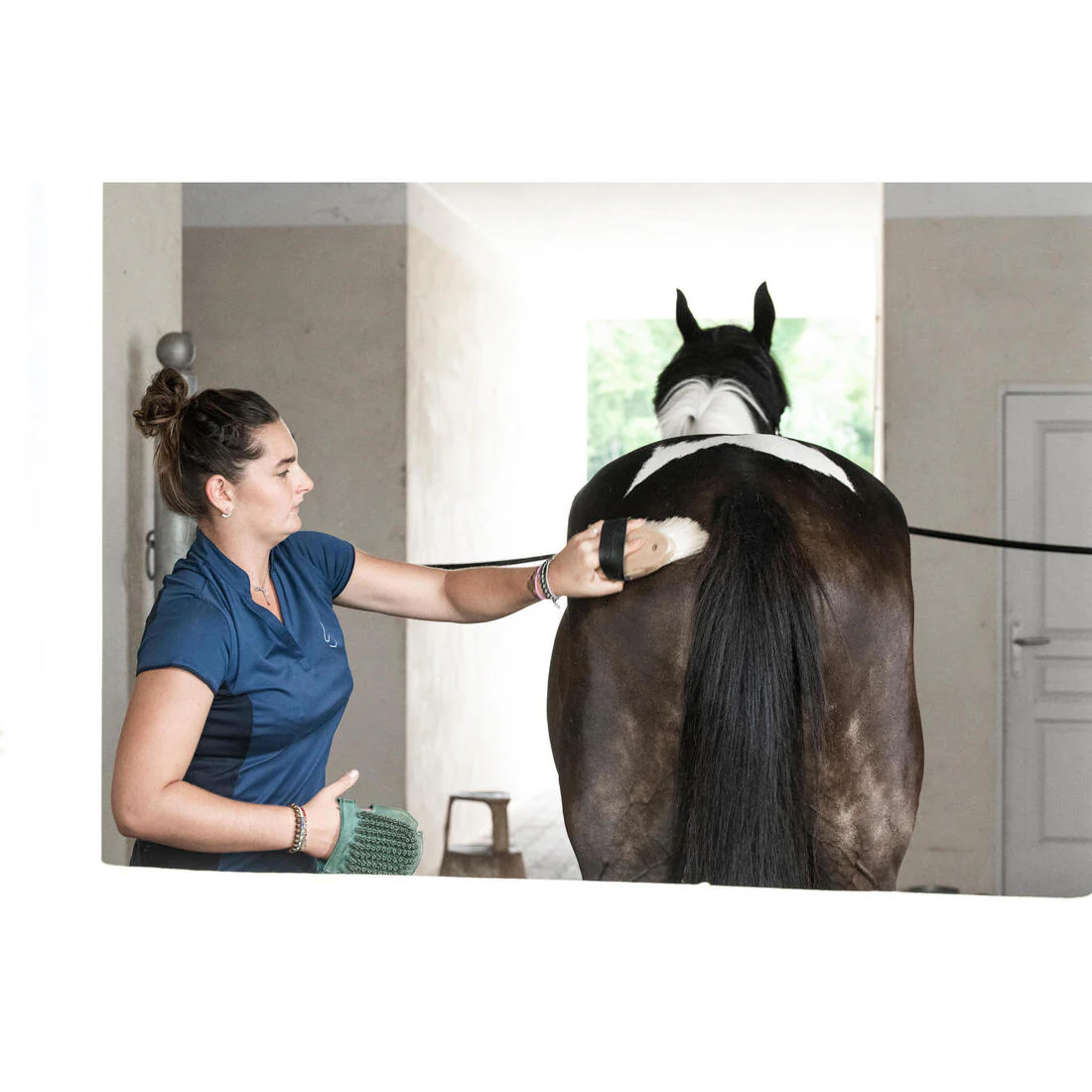 Women's Horse Riding Short-Sleeved Mesh Polo Shirt 500 - Slate Blue - Image 7