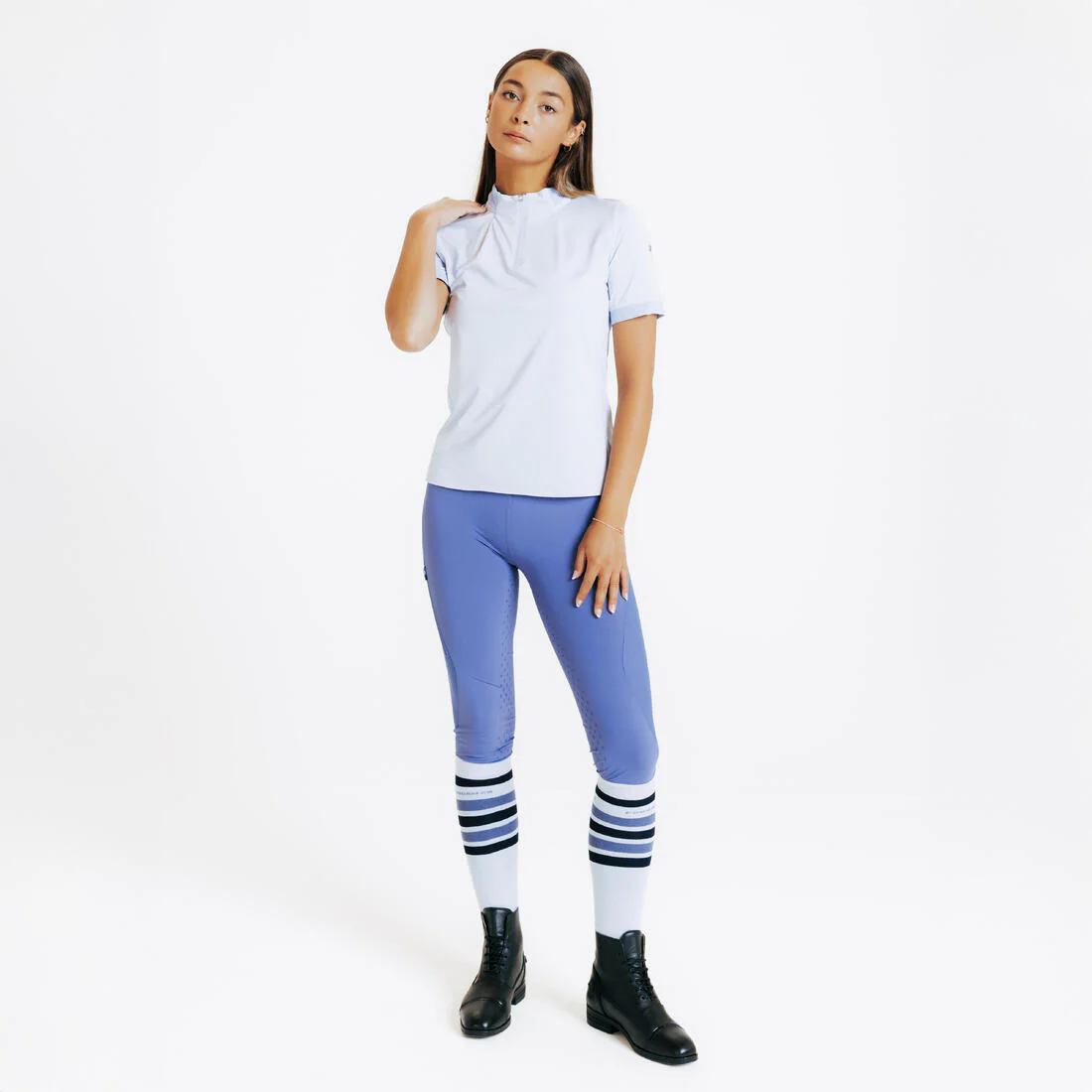 Women's Lightweight Full Grip Horse Riding Summer Leggings - Comet Blue - Image 2